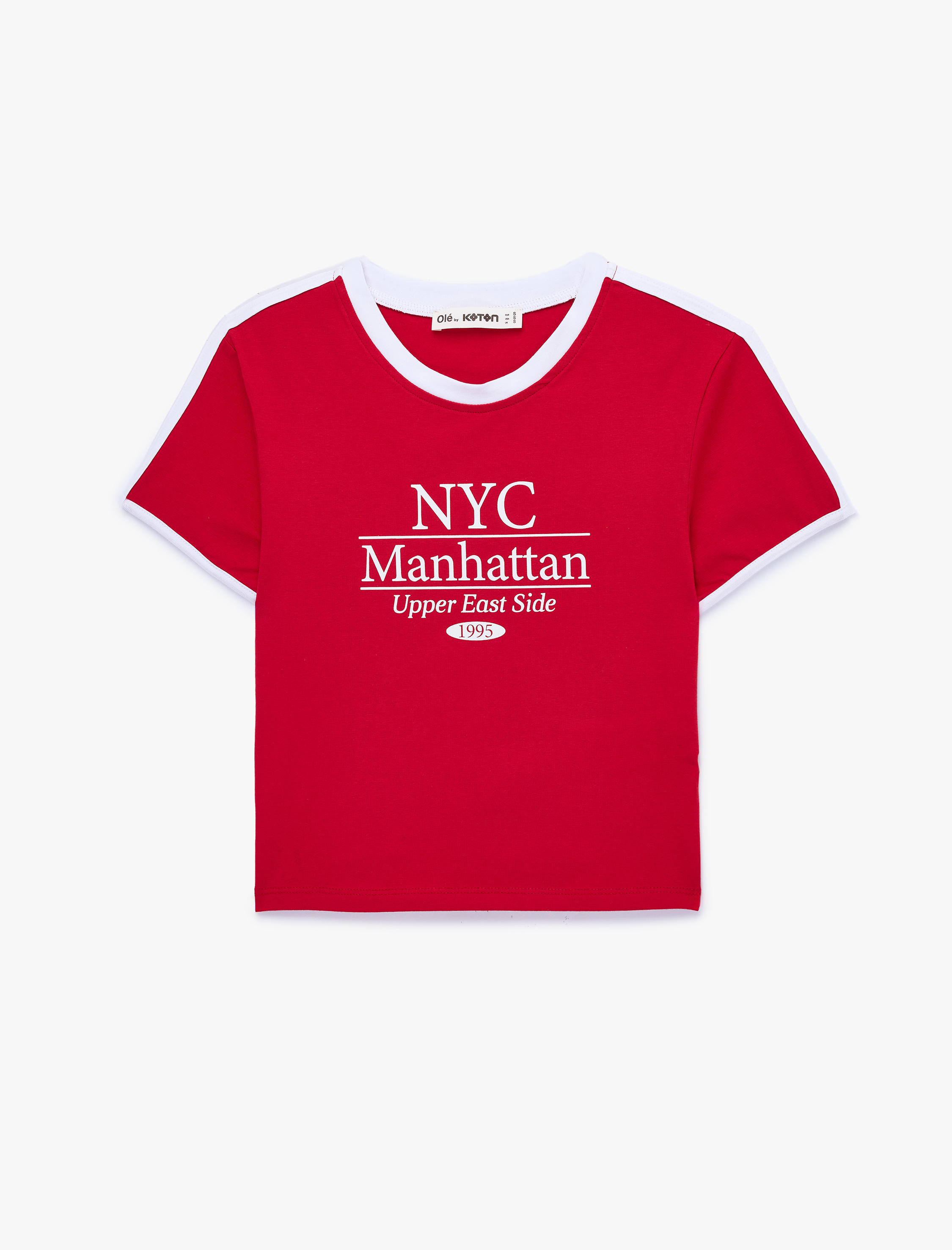   Slim Fit Kısa Kollu Bisiklet Yaka Pamuklu Biyeli Baskılı Tişört