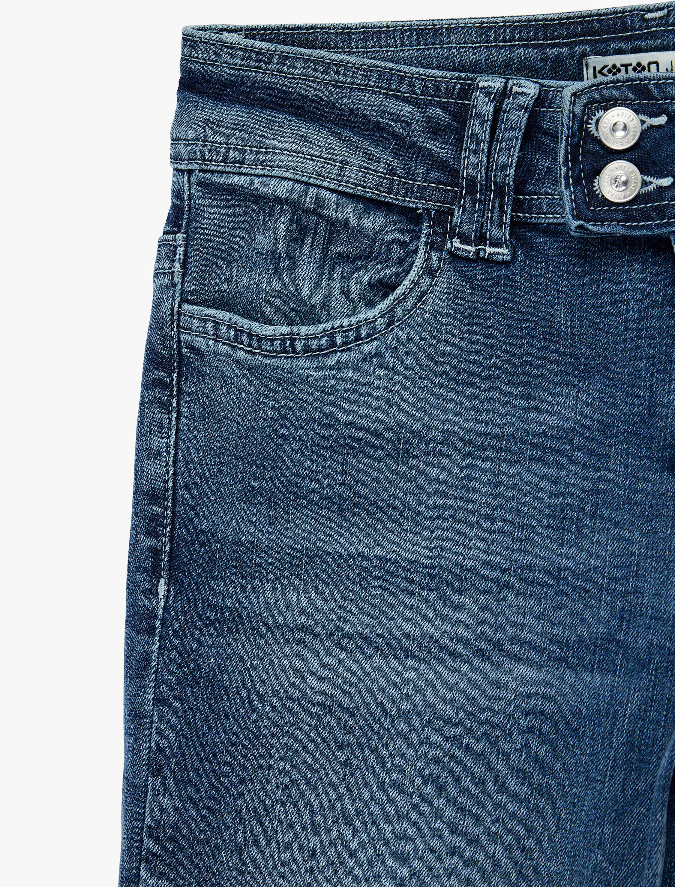   Pamuklu Düşük Bel İspanyol Paça Kelebek Nakışlı Denim Pantolon - Flare Jeans