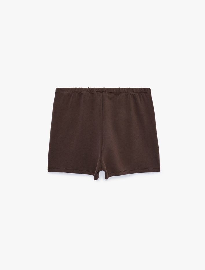  Viskon Karışımlı Beli Bağcıklı Cepli Mini Şort