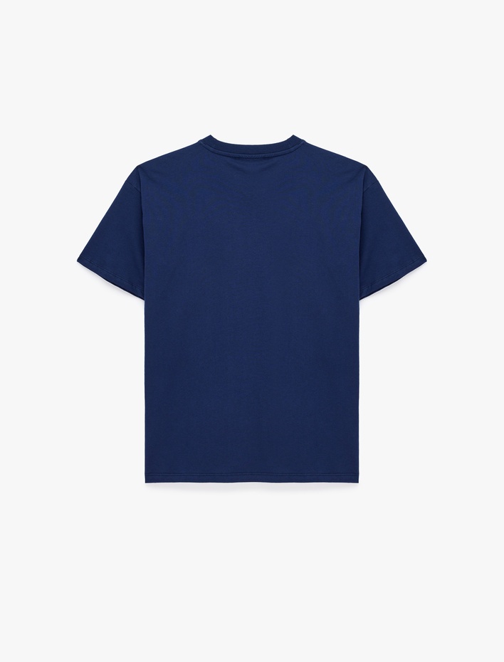  Rahat Kalıp Kısa Kollu Bisiklet Yaka Istakoz Baskılı Tişört