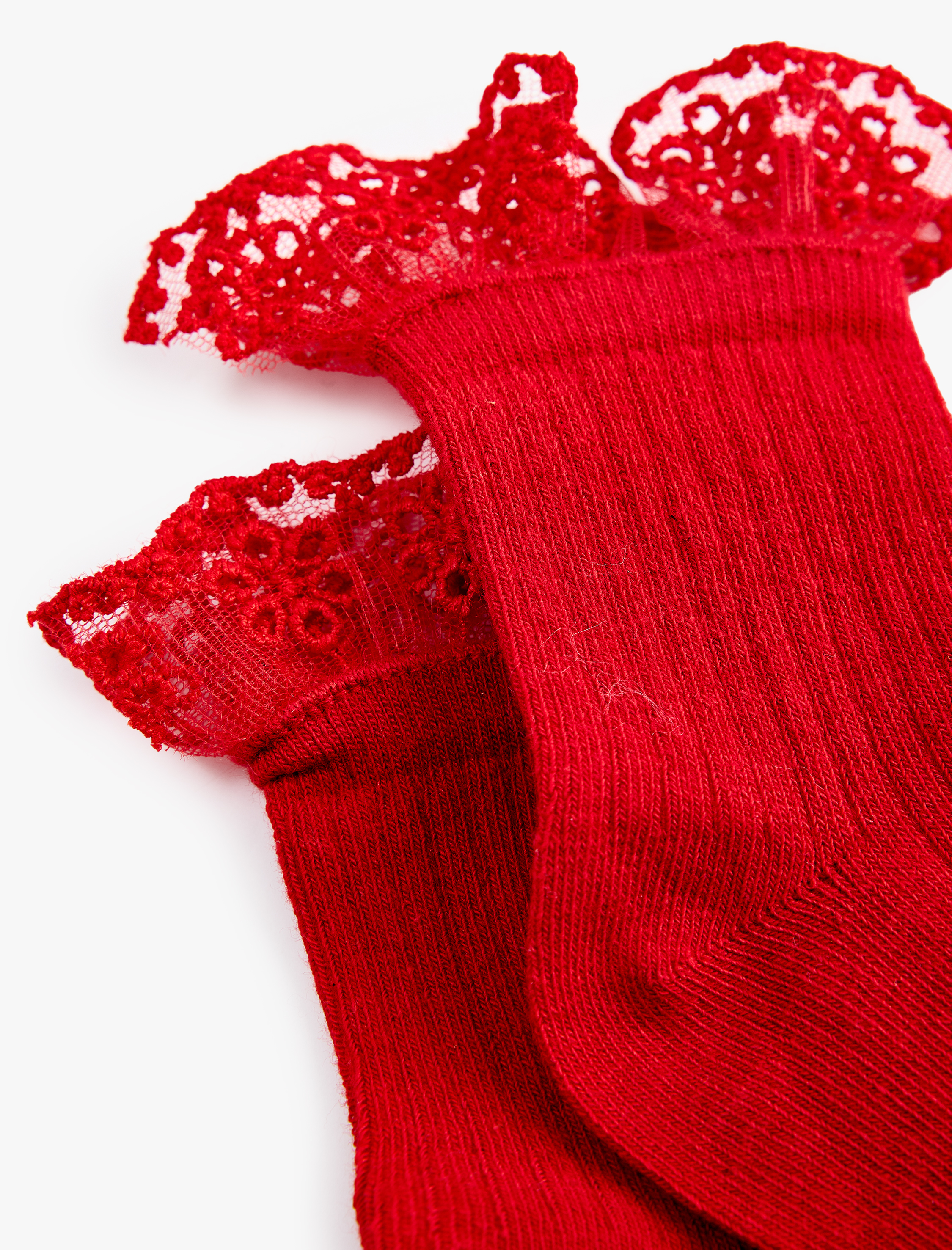  Kız Çocuk Dantel Detaylı Soket Çorap