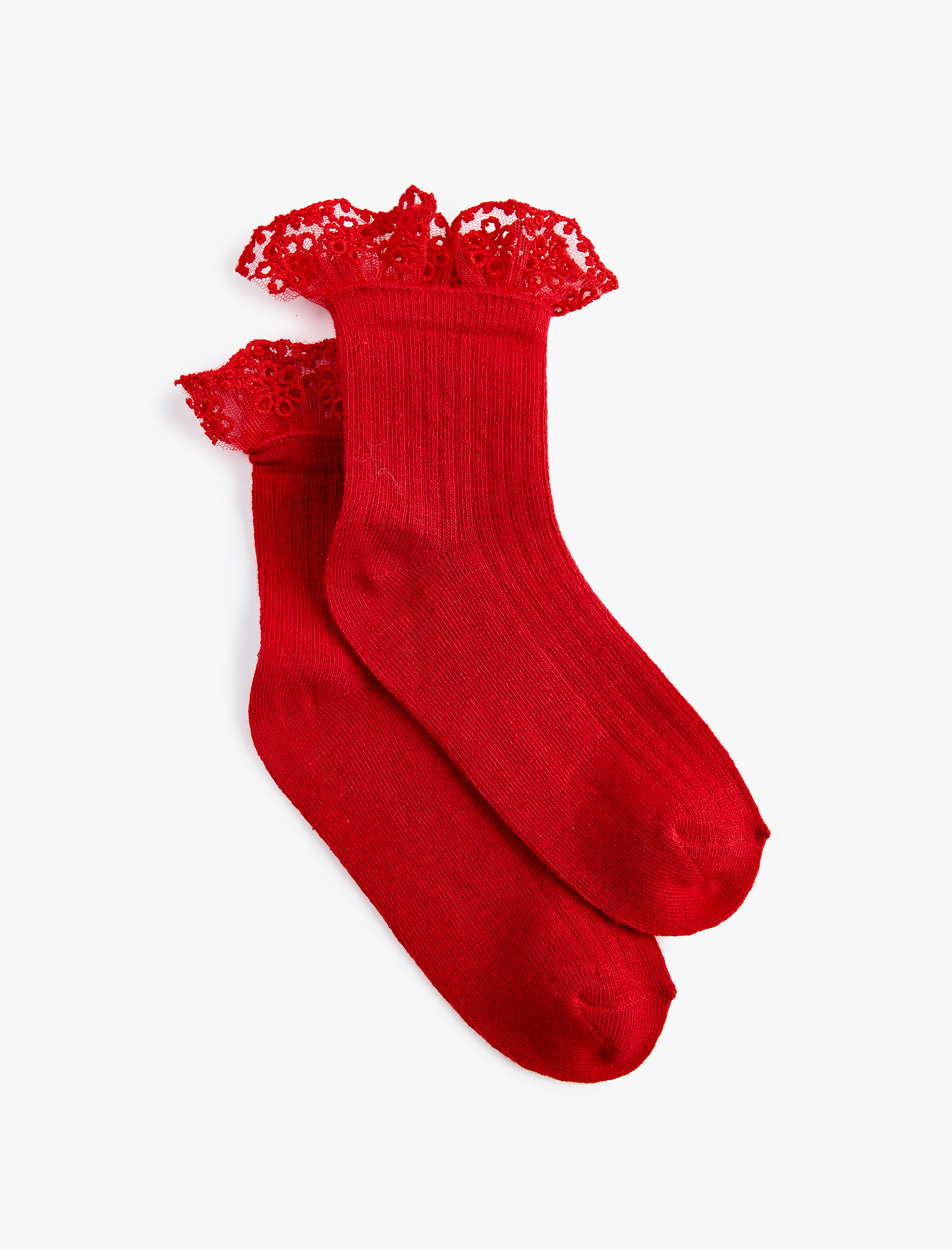  Kız Çocuk Dantel Detaylı Soket Çorap