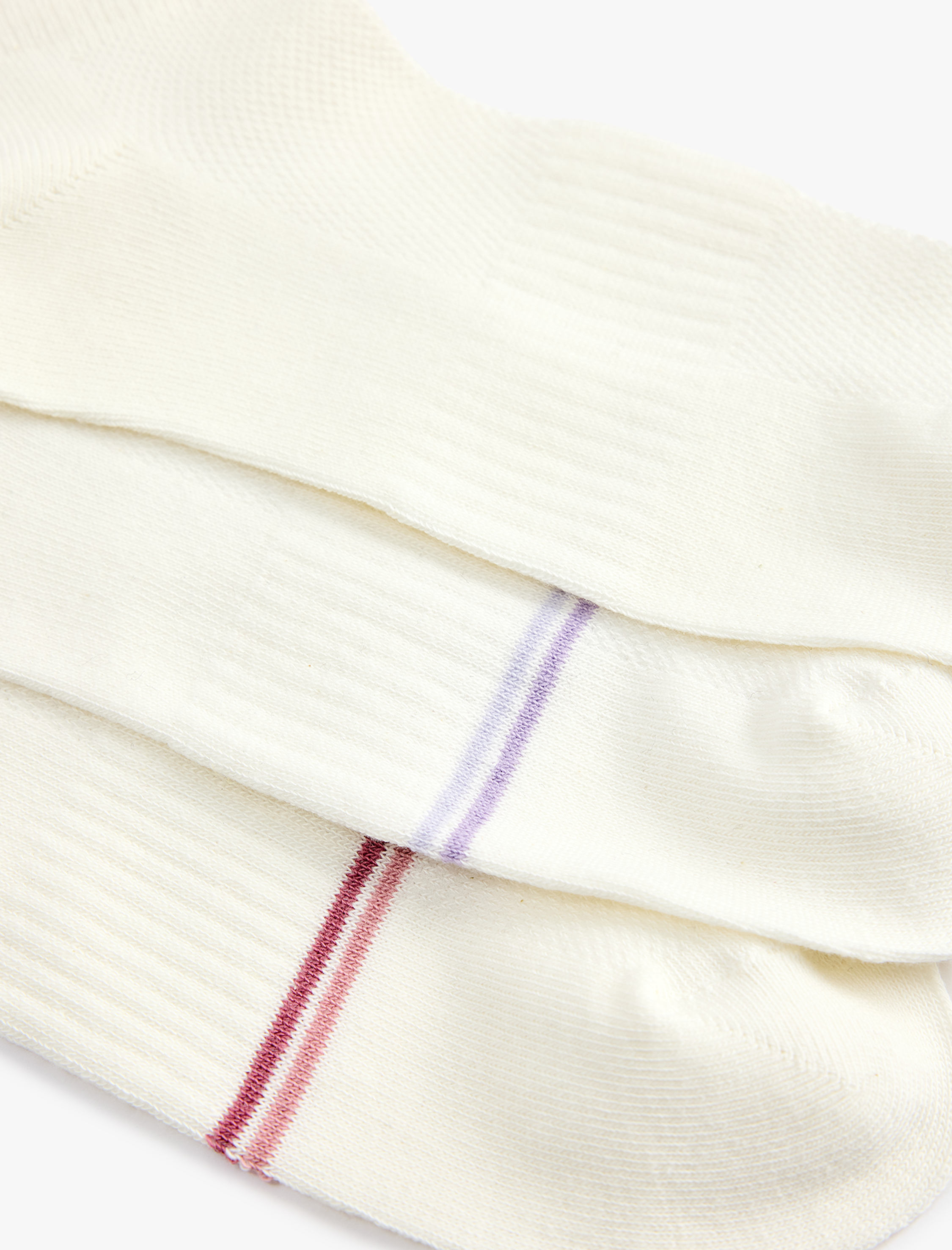  Kadın Çizgili Pamuklu 3'lü Patik Çorap Seti