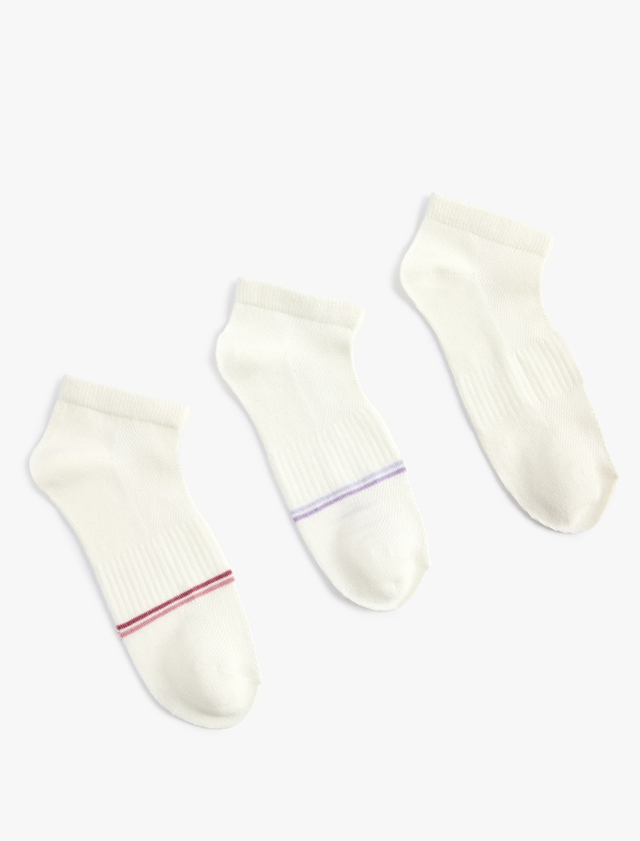 Kadın Çizgili Pamuklu 3'lü Patik Çorap Seti