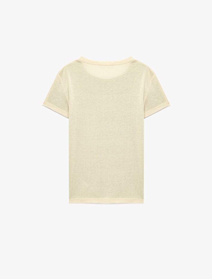  Slim Fit Kısa Kollu Bisiklet Yaka Renk Bloklu Tişört