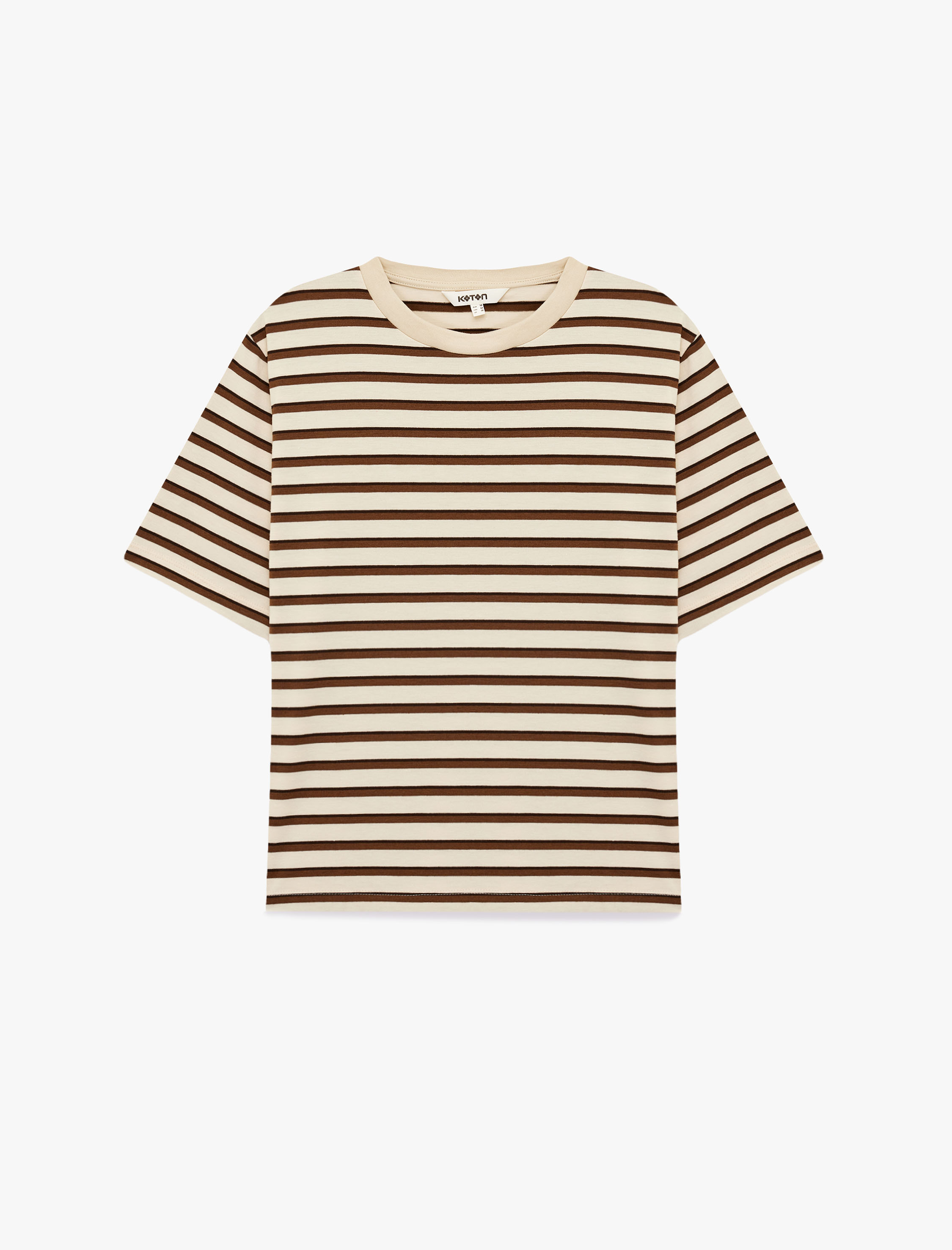   Kısa Kollu Bisiklet Yaka Çizgili Tişört