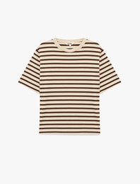 Kısa Kollu Bisiklet Yaka Çizgili Tişört