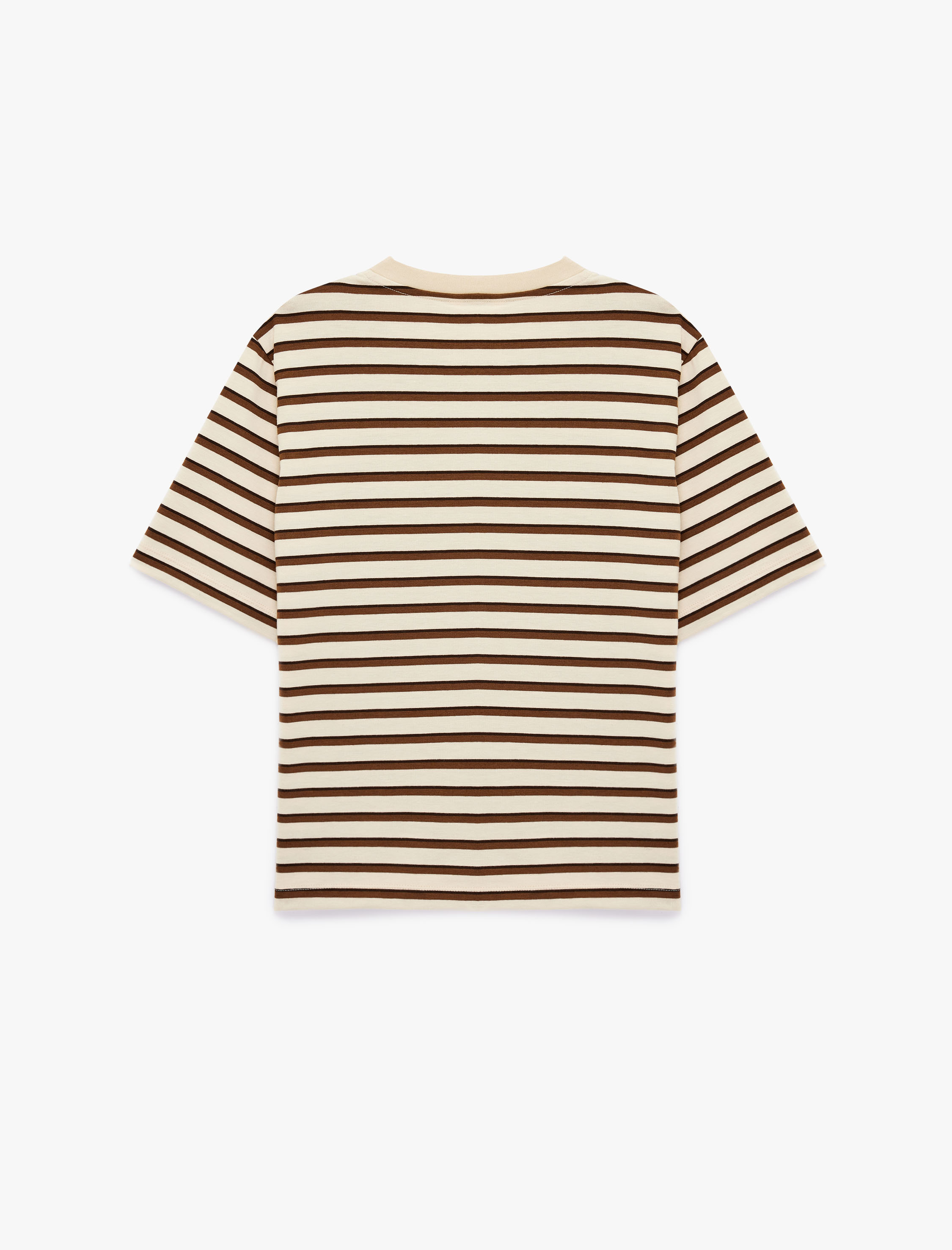   Kısa Kollu Bisiklet Yaka Çizgili Tişört