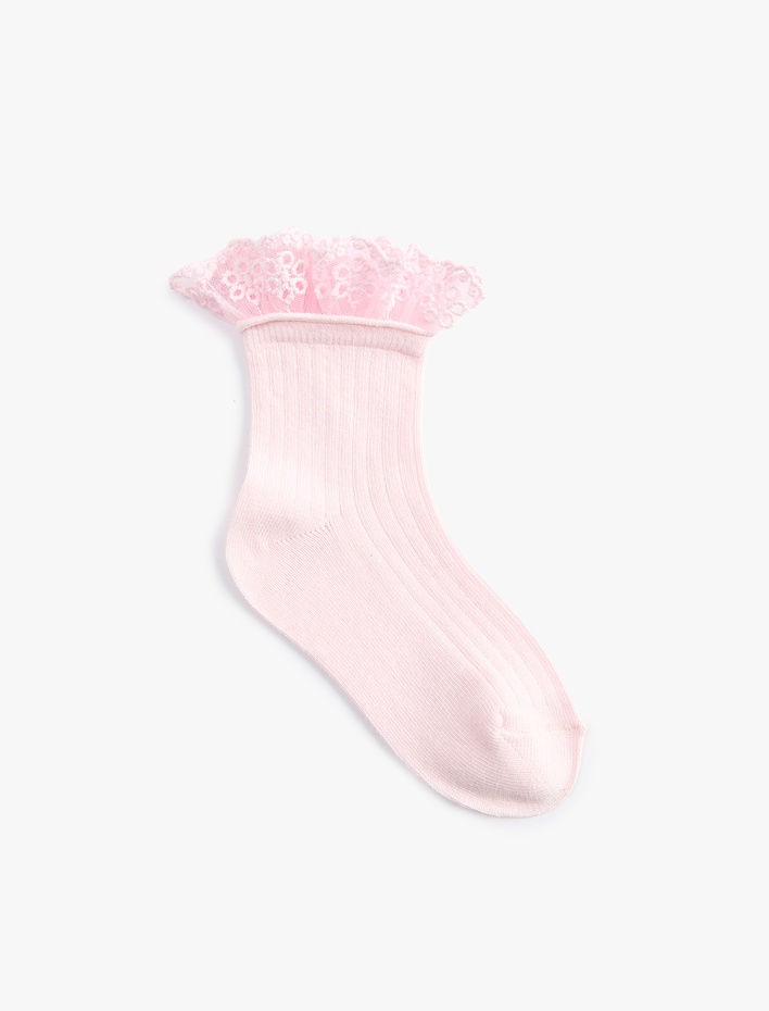 Kız Çocuk Dantel Detaylı Soket Çorap