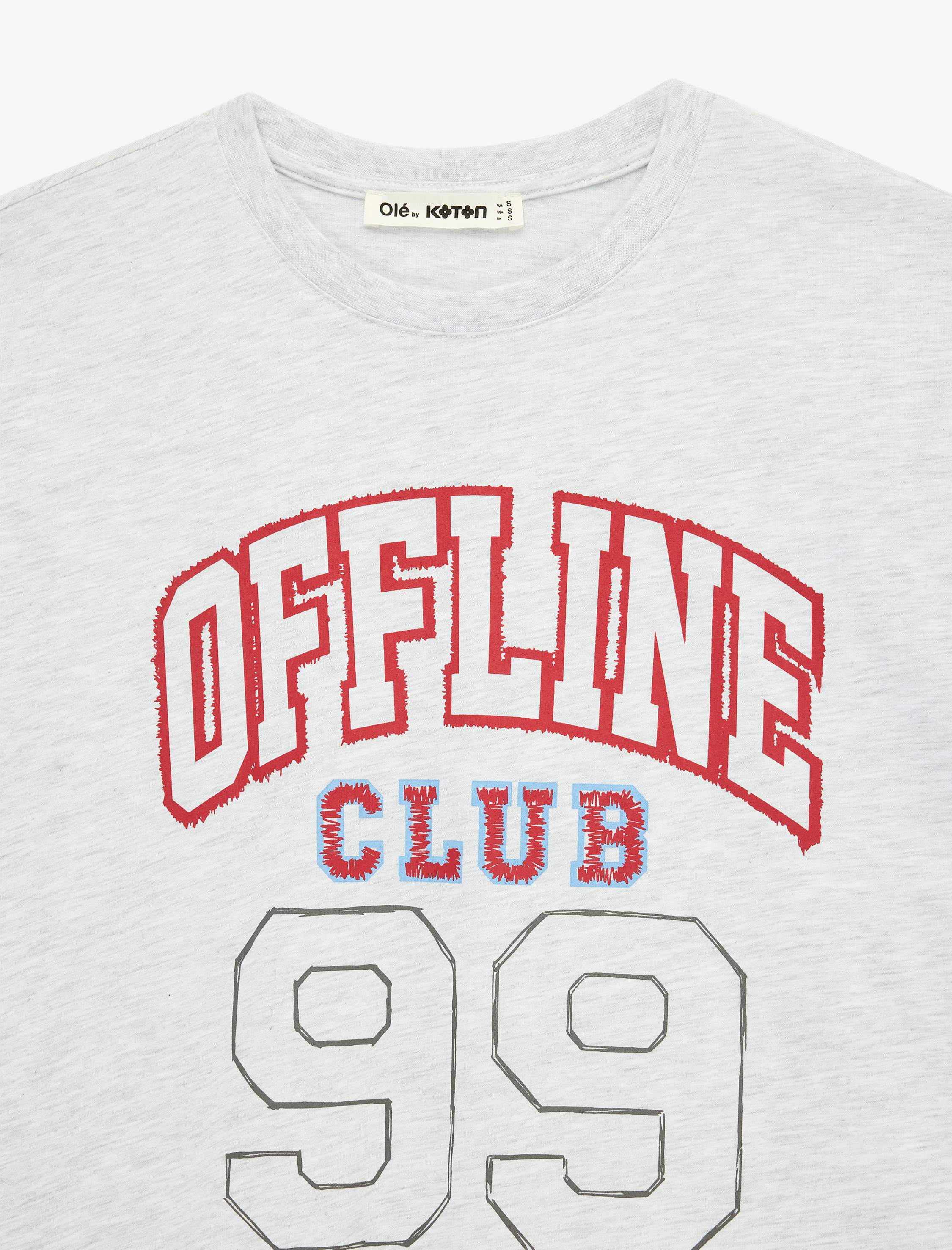   Rahat Kalıp Pamuklu Kısa Kollu Bisiklet Yaka Baskılı Tişört