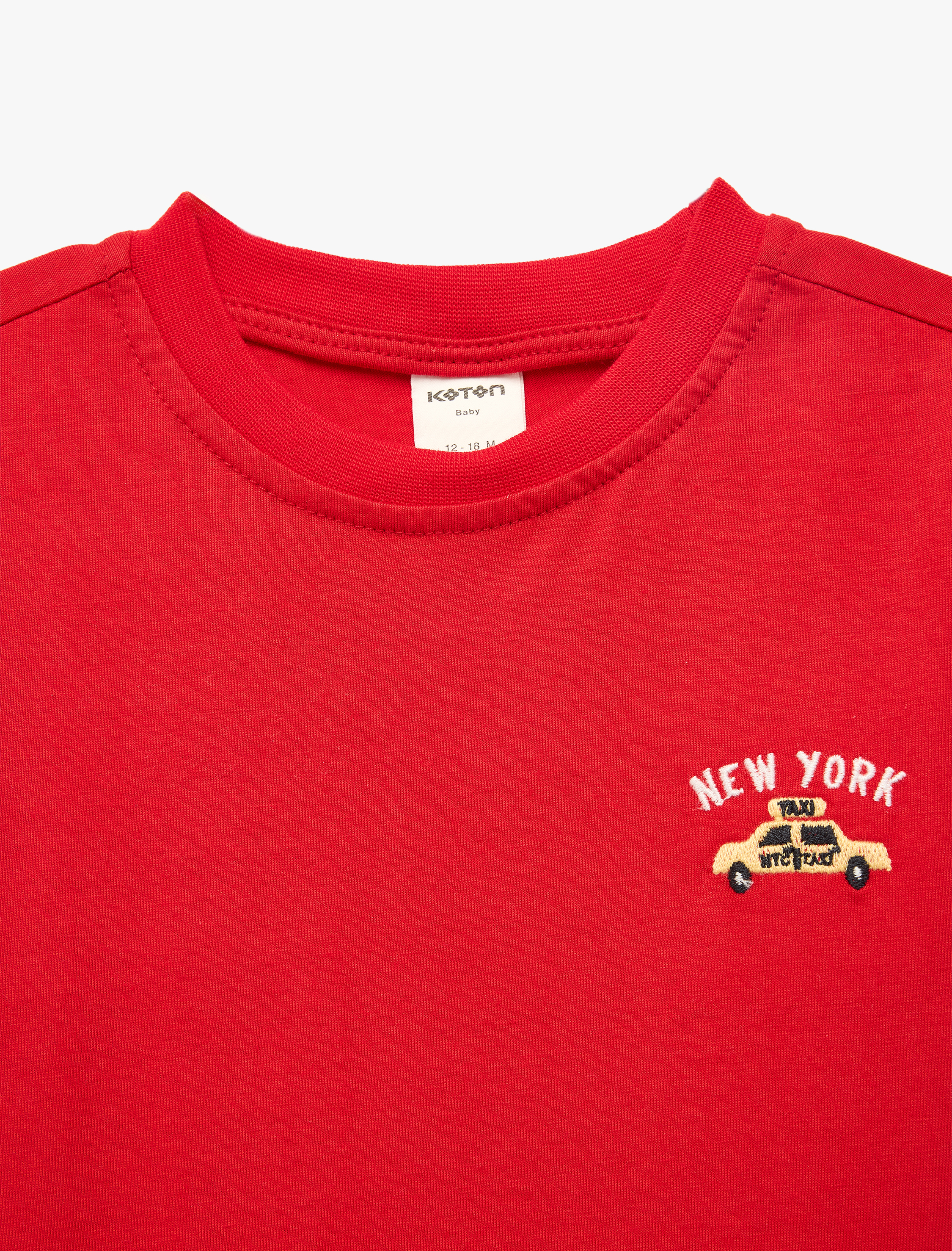  Erkek Bebek Pamuklu Kısa Kollu Bisiklet Yaka Nakışlı Tişört