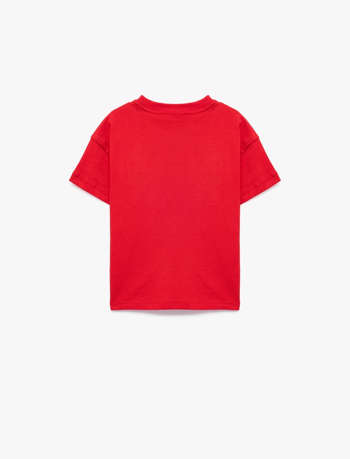 Erkek Bebek Pamuklu Kısa Kollu Bisiklet Yaka Nakışlı Tişört