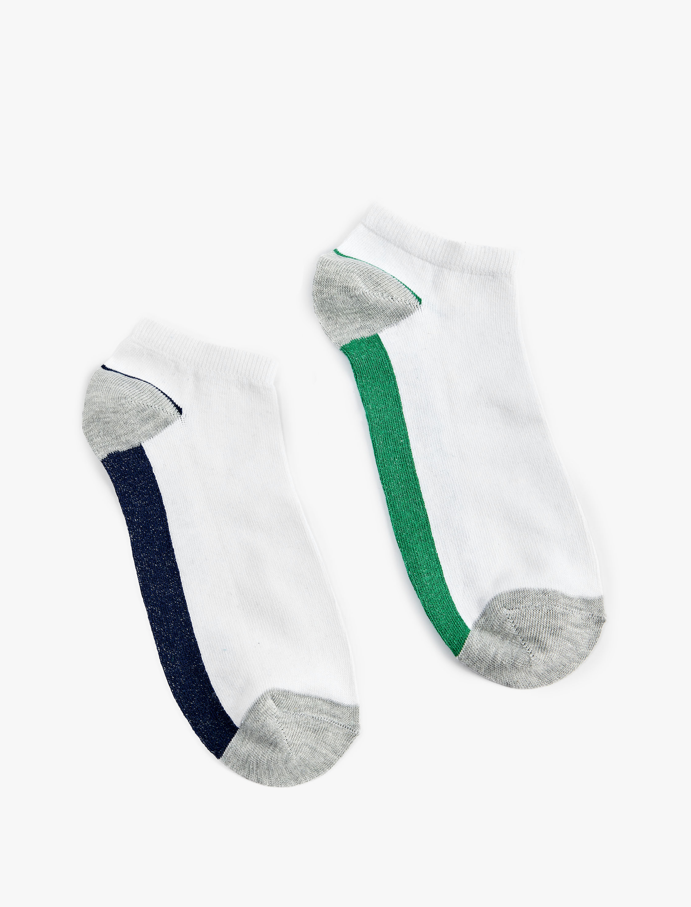  Erkek 2'li Renk Bloklu Pamuklu Patik Çorap Seti