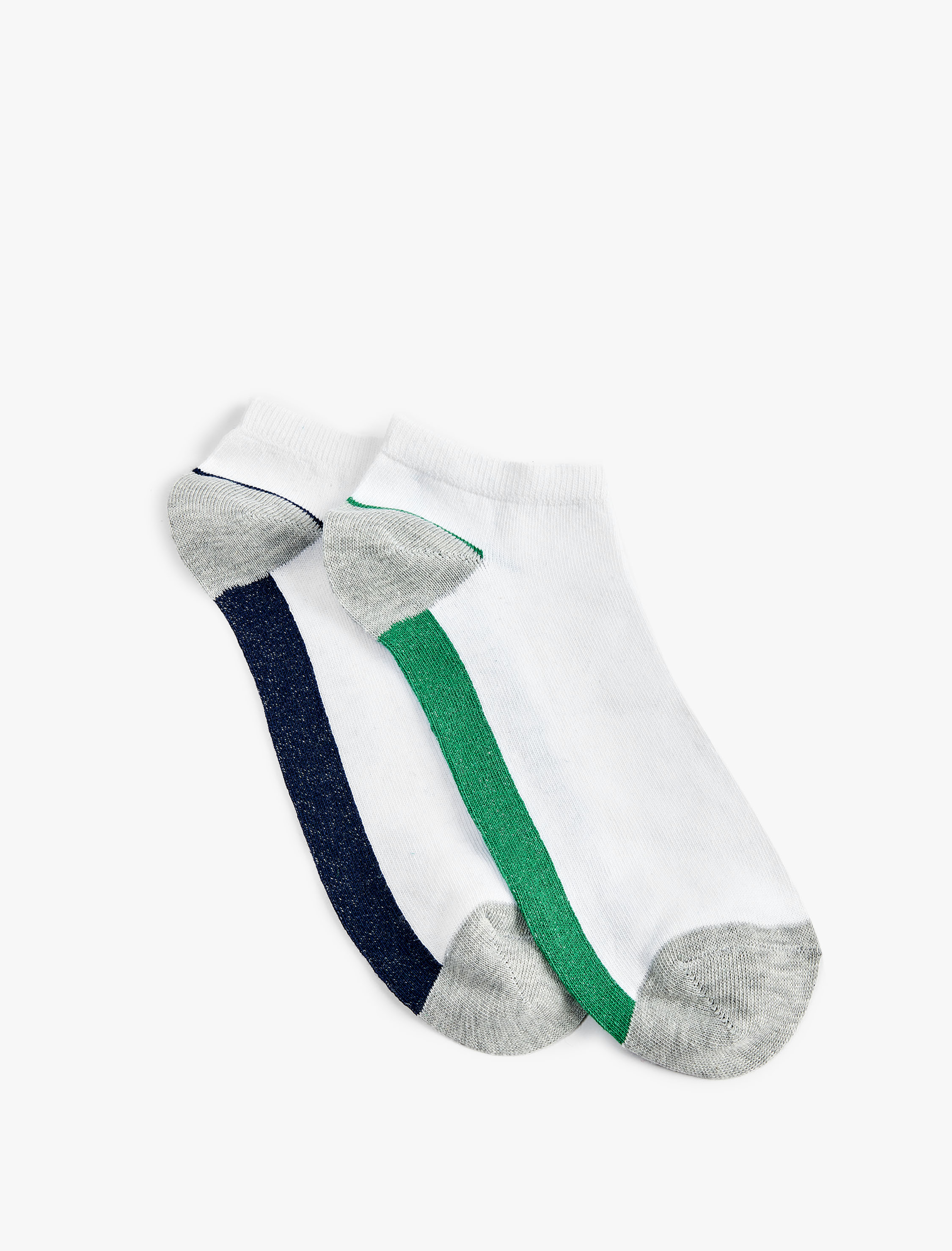  Erkek 2'li Renk Bloklu Pamuklu Patik Çorap Seti