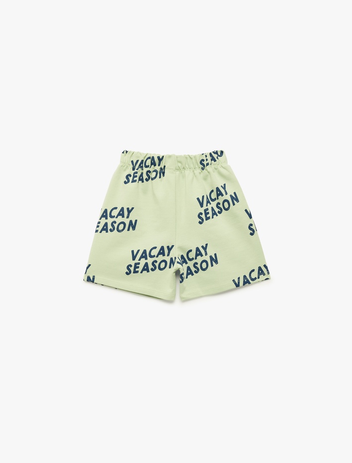 Erkek Bebek Baskı Detaylı Beli Lastikli Pamuklu Şort