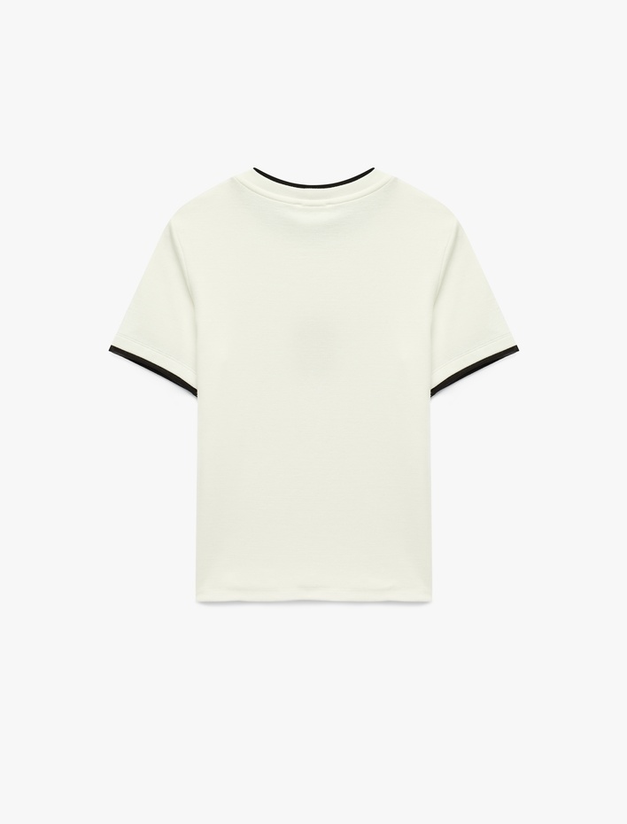  Slim Fit Kısa Kollu Bisiklet Yaka Modal Karışımlı Köpek Nakışlı Tişört