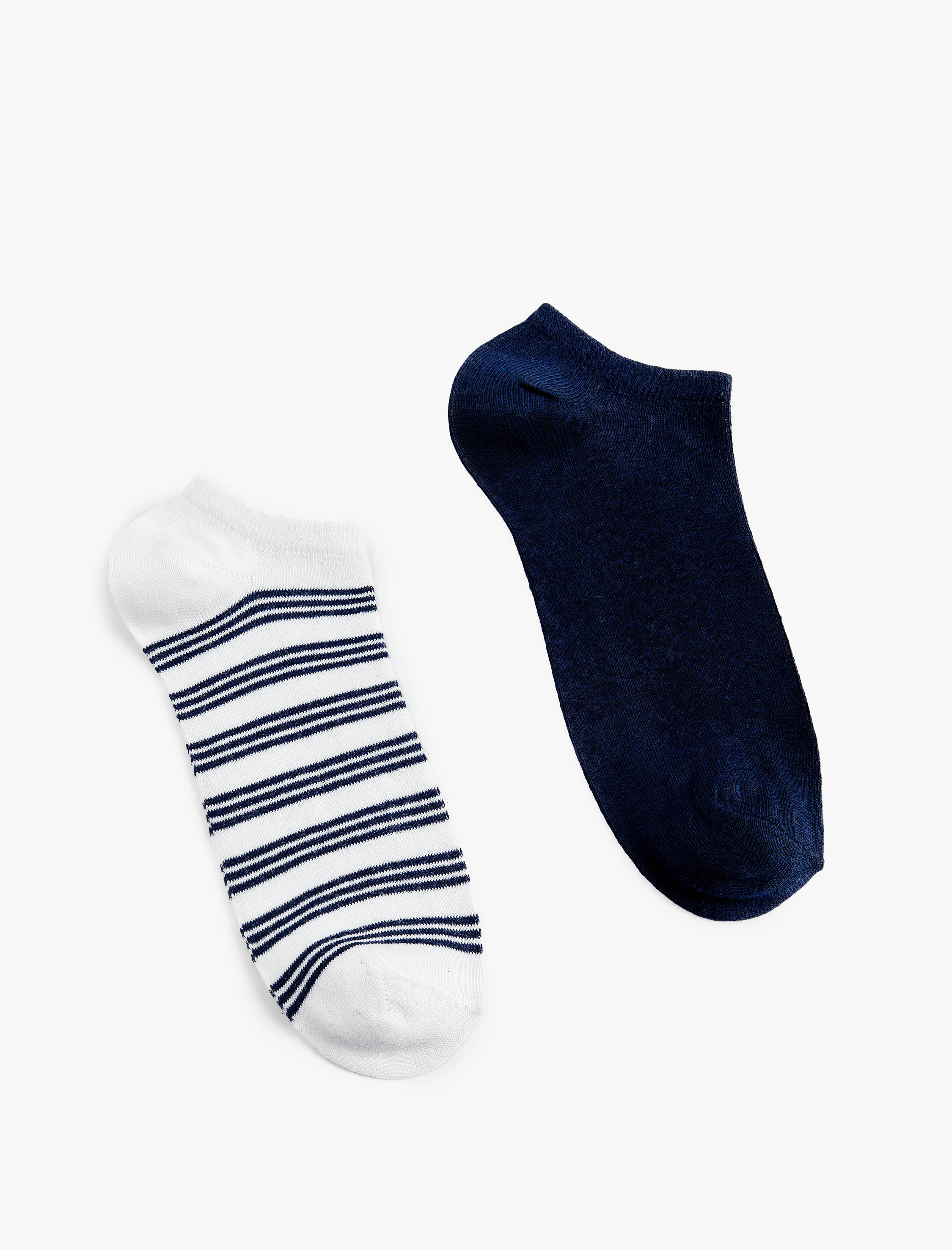  Erkek Çizgili Pamuklu 2'li Görünmez Çorap Seti