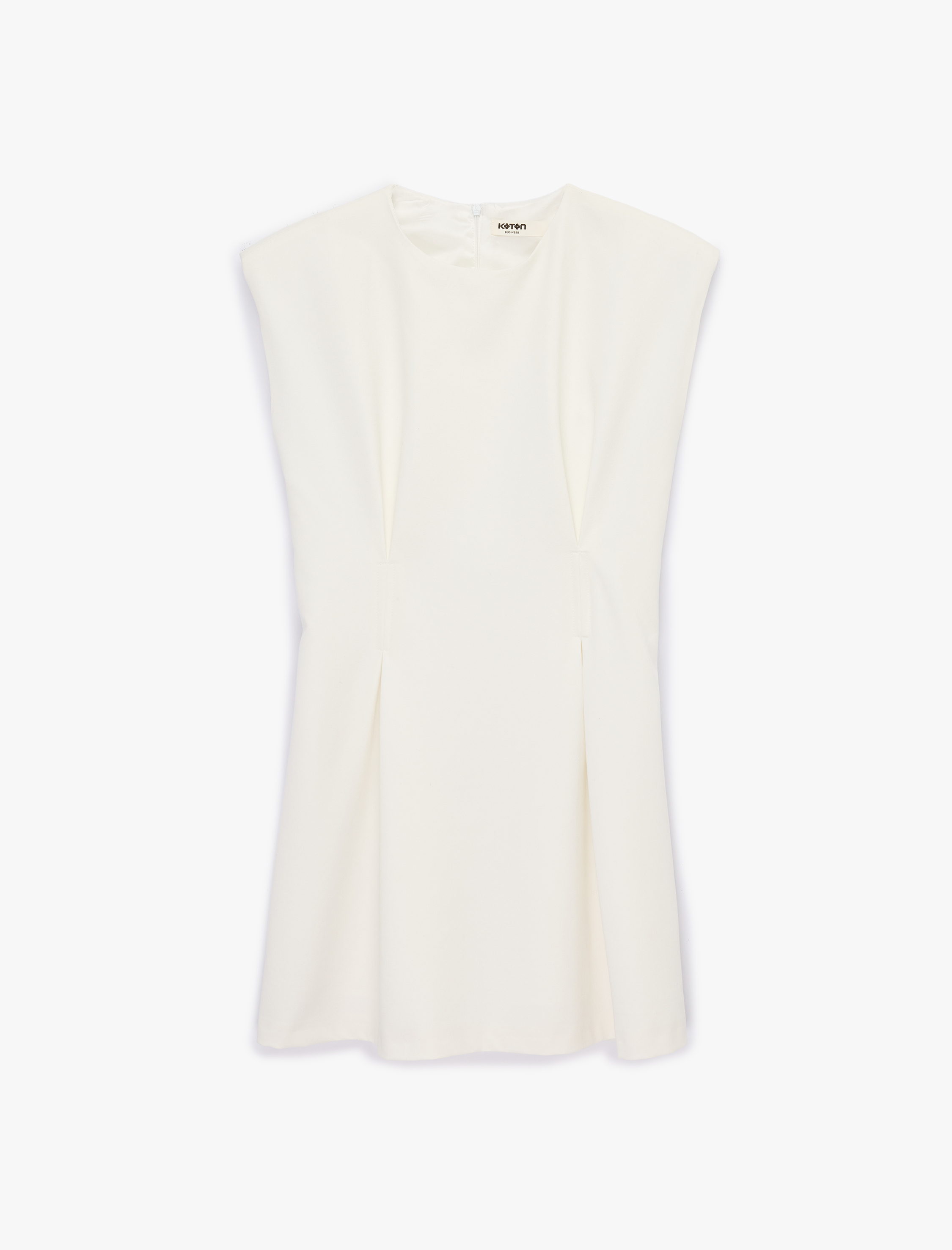   Pileli A Kesim Kolsuz Bisiklet Yaka Mini Elbise