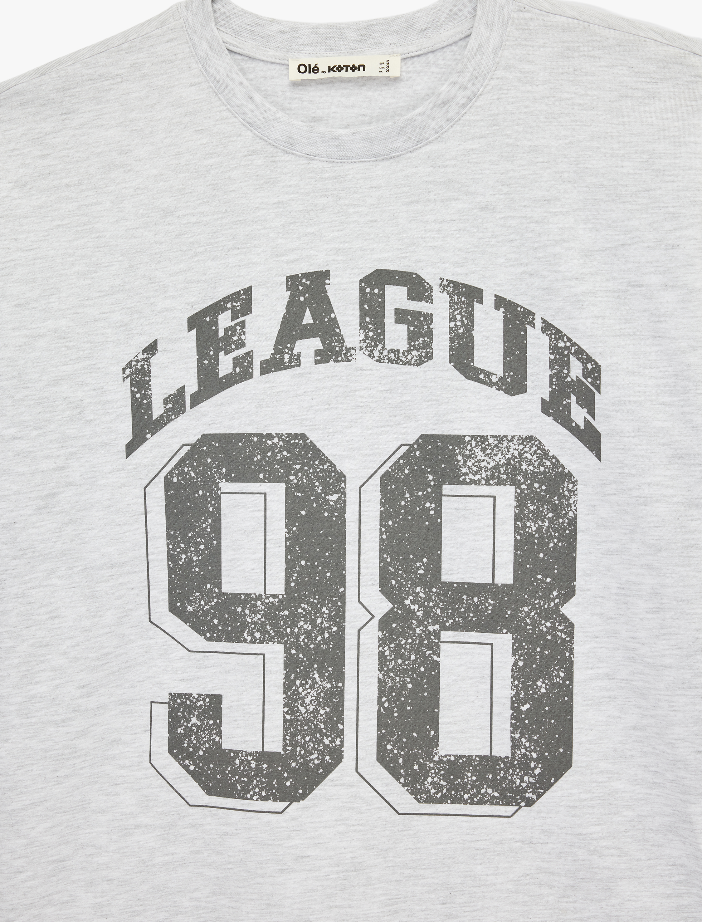   Rahat Kalıp Kısa Kollu Bisiklet Yaka Baskılı Tişört