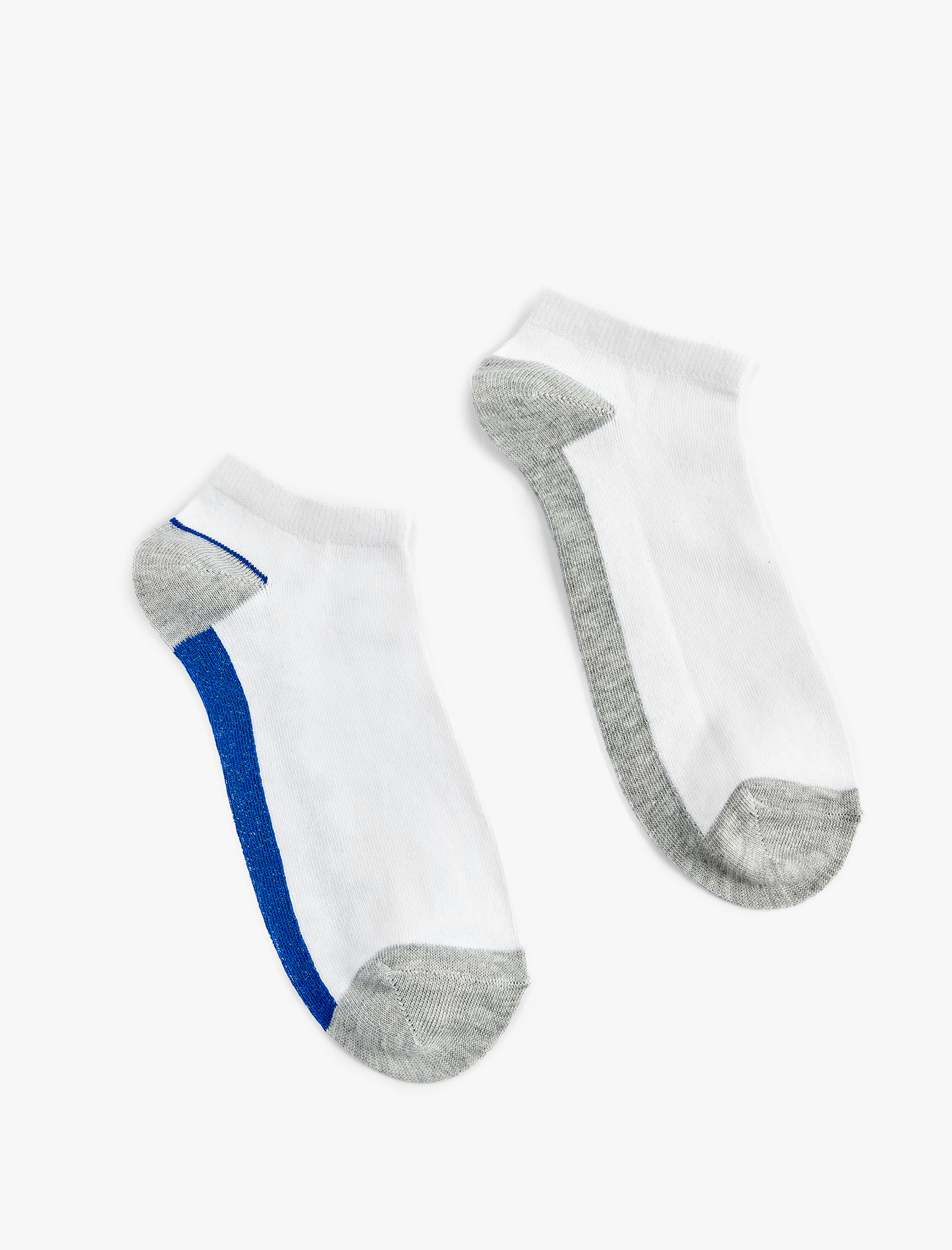  Erkek 2'li Renk Bloklu Pamuklu Patik Çorap Seti