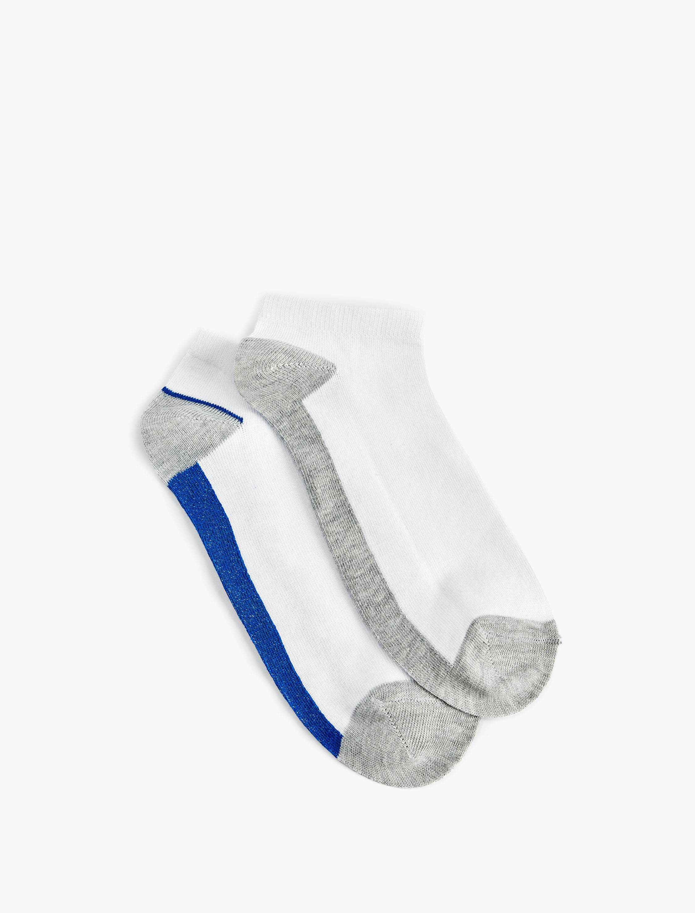  Erkek 2'li Renk Bloklu Pamuklu Patik Çorap Seti