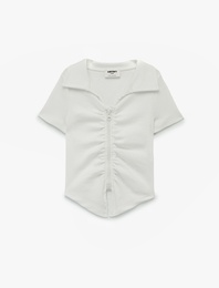 Pamuklu Fermuar Detaylı Kısa Kollu Polo Yaka Tişört