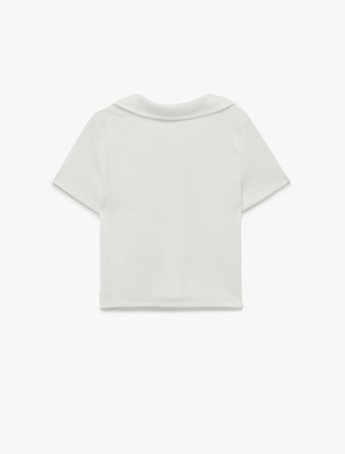 Kız Çocuk Pamuklu Fermuar Detaylı Kısa Kollu Polo Yaka Tişört