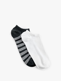 Çizgili Pamuklu 2'li Görünmez Çorap Seti