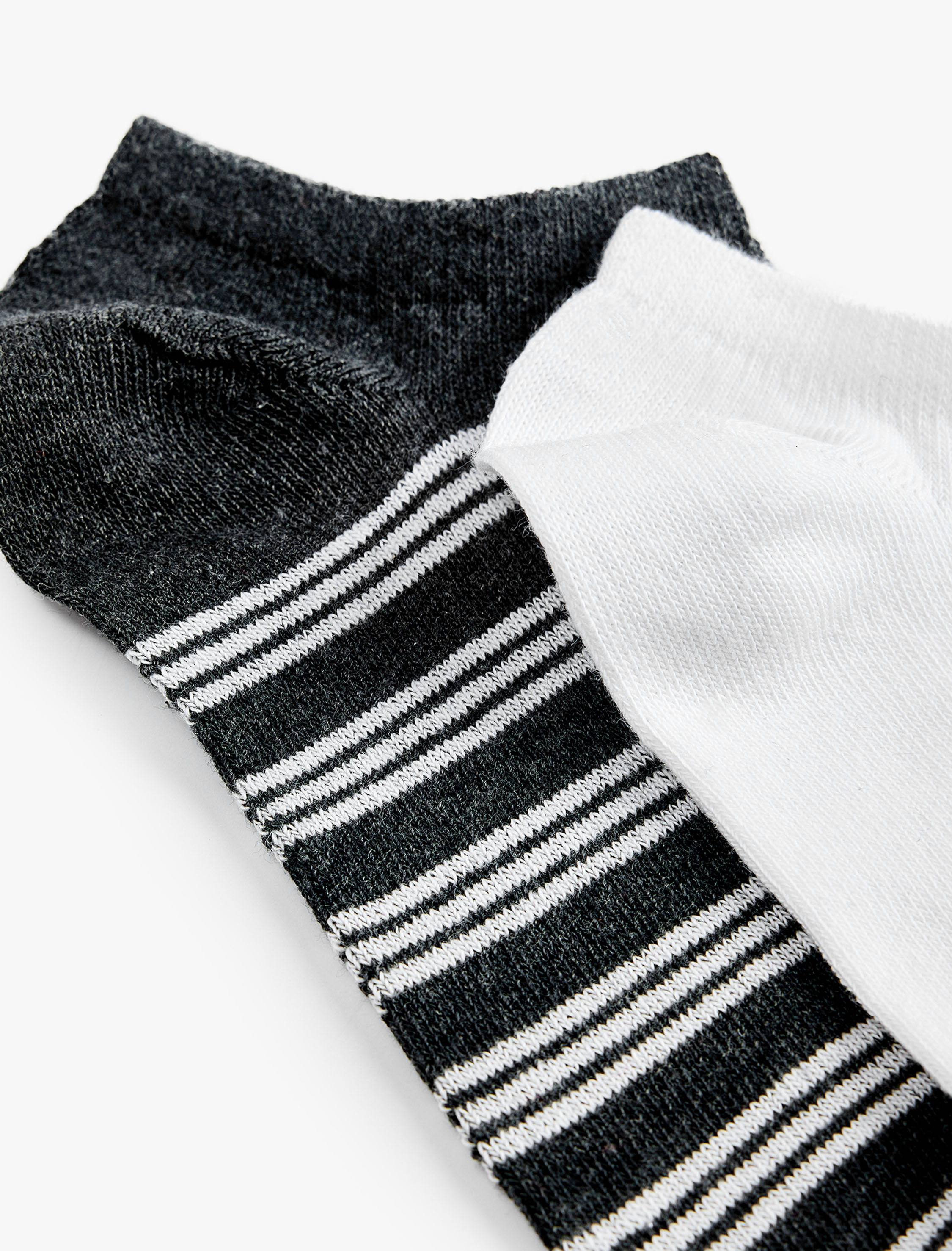  Erkek Çizgili Pamuklu 2'li Görünmez Çorap Seti