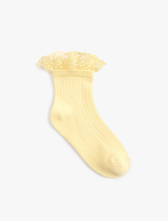 Kız Çocuk Dantel Detaylı Soket Çorap