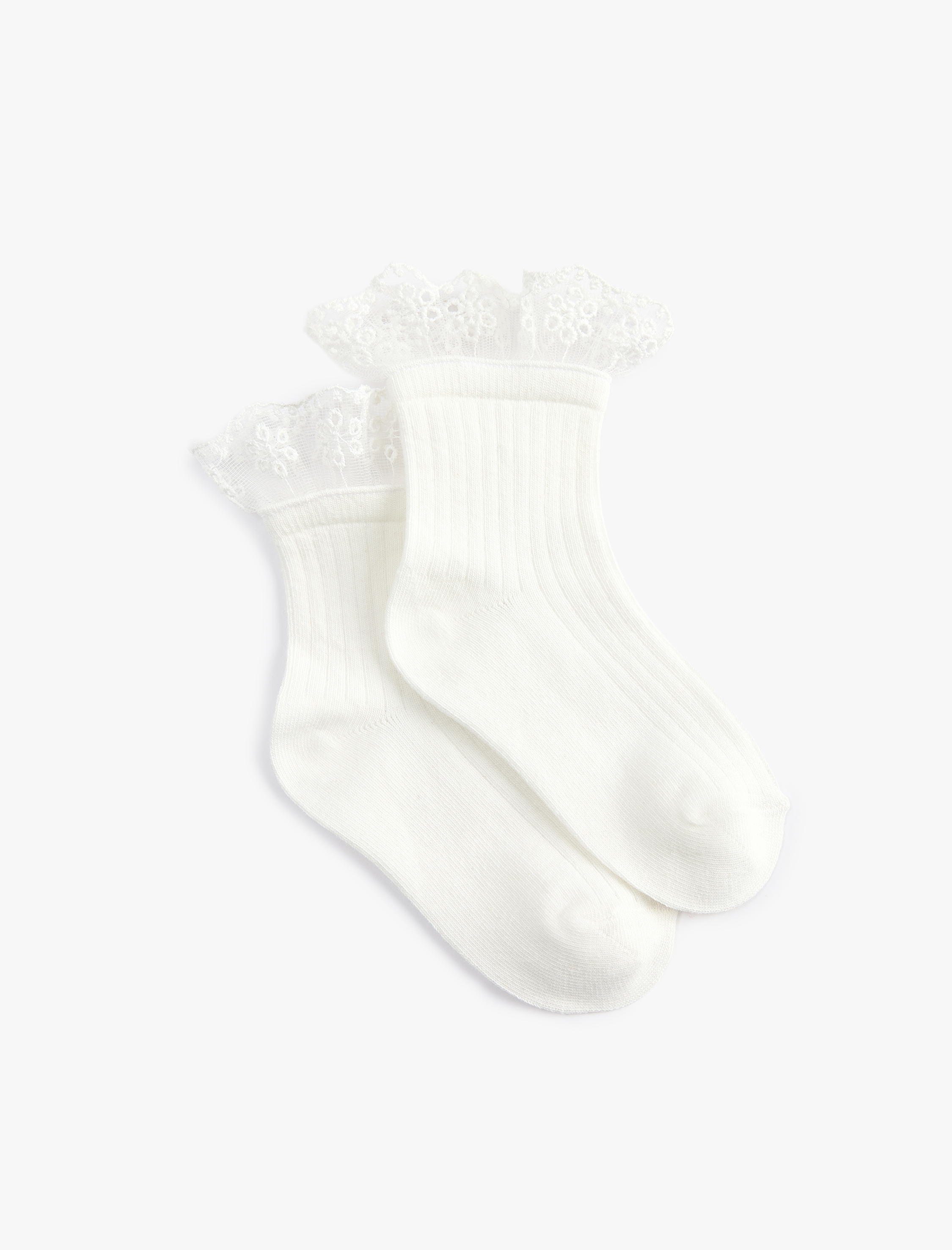  Kız Çocuk Dantel Detaylı Soket Çorap