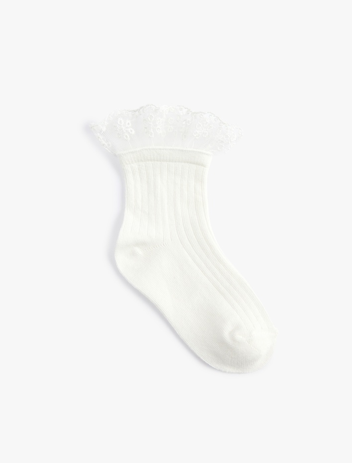 Kız Çocuk Dantel Detaylı Soket Çorap