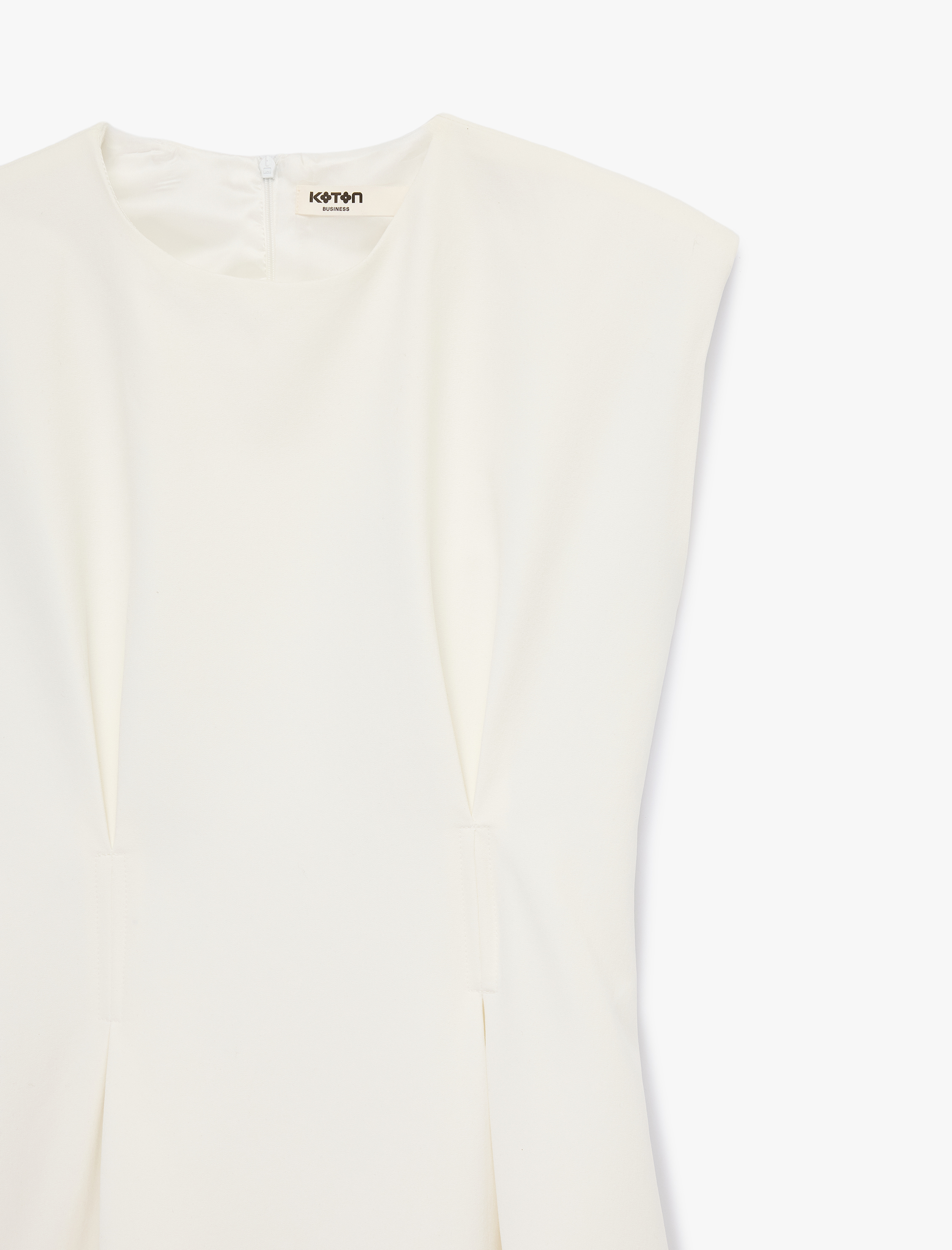   Pileli A Kesim Kolsuz Bisiklet Yaka Mini Elbise