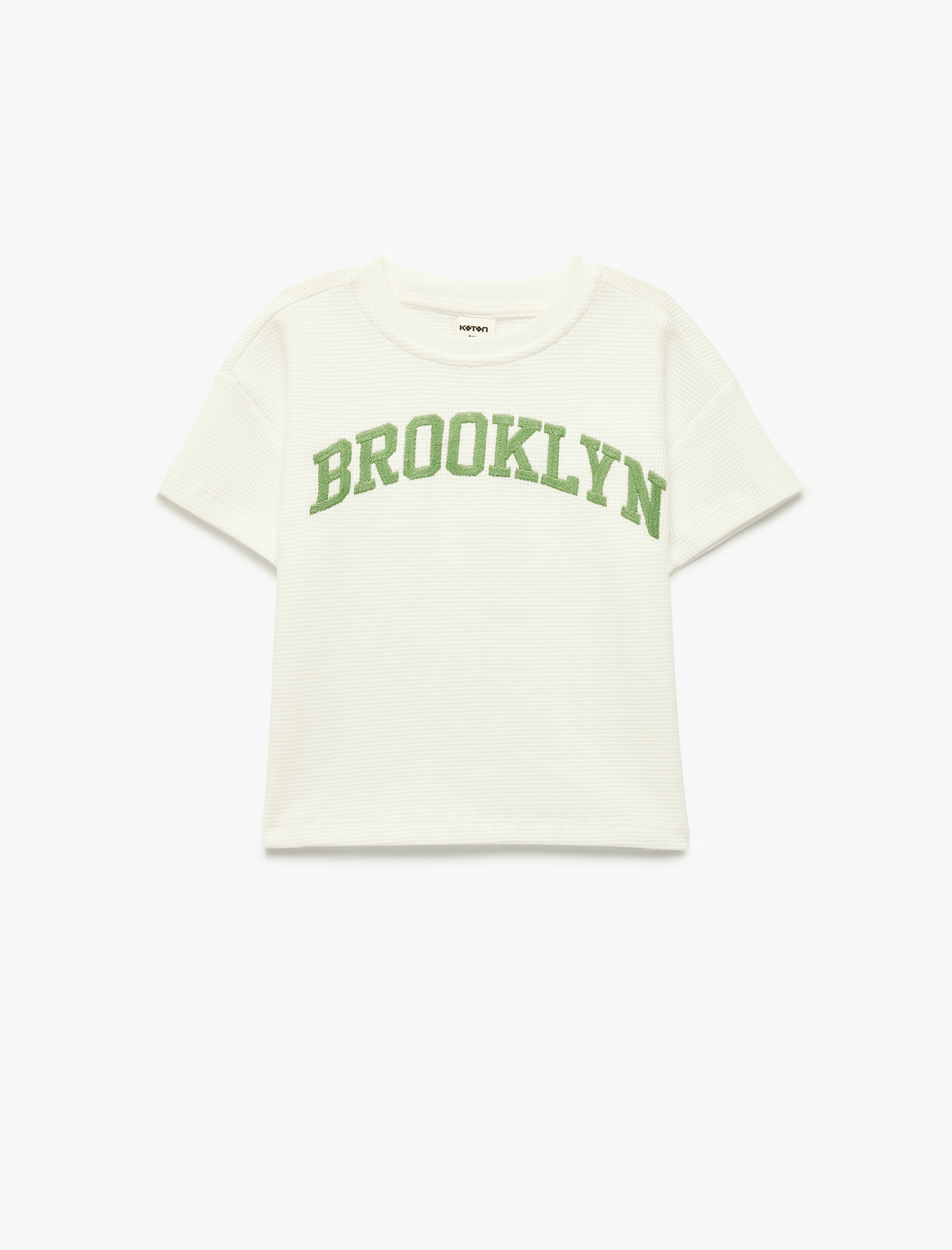  Erkek Bebek Pamuklu Kısa Kollu Bisiklet Yaka Nakışlı Oversize Tişört