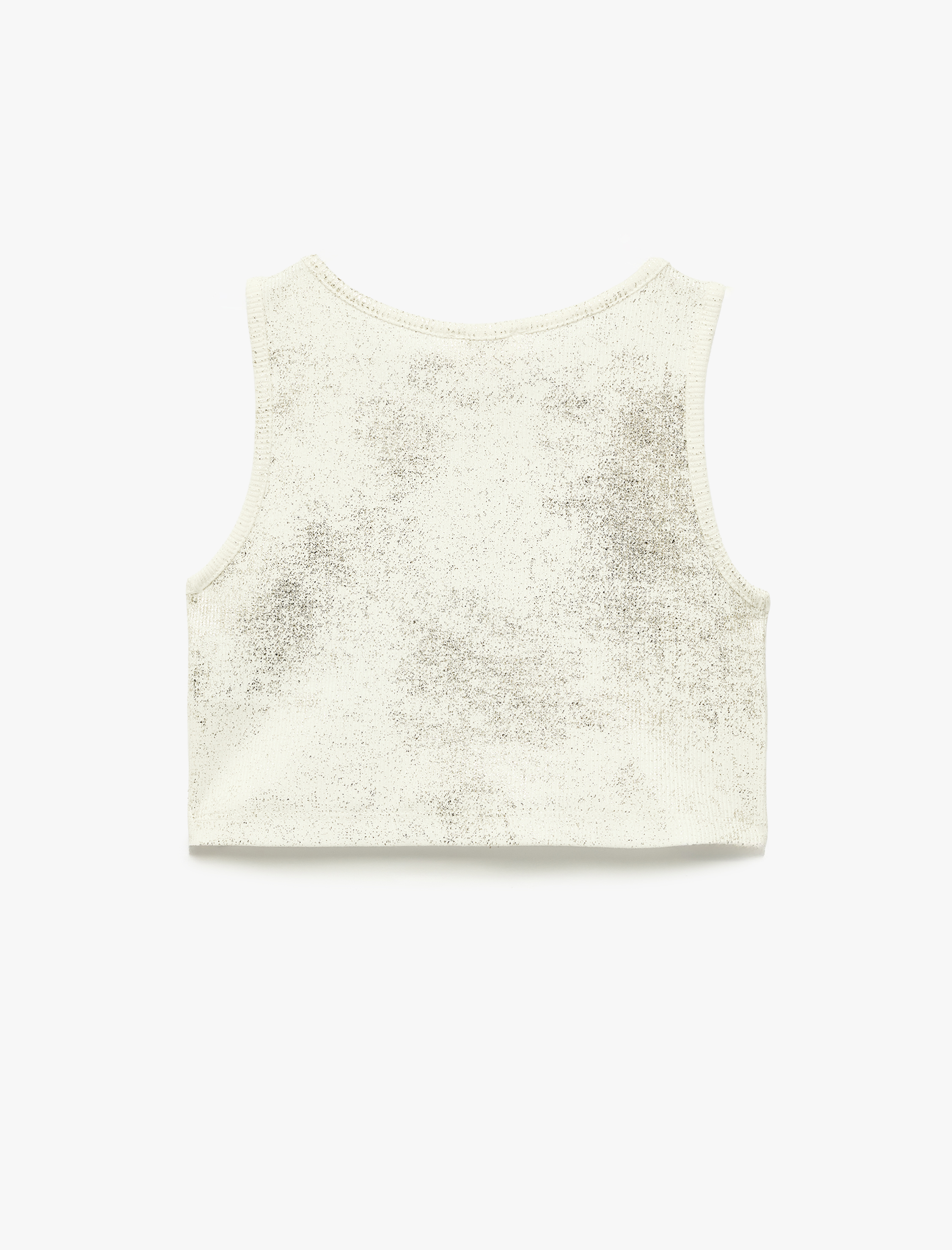  Kız Çocuk Simli Kolsuz Bisiklet Yaka Pamuklu Crop Atlet