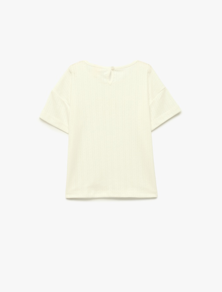 Kız Bebek Pamuklu Kısa Kollu Bisiklet Yaka Tavşan Baskılı Tişört