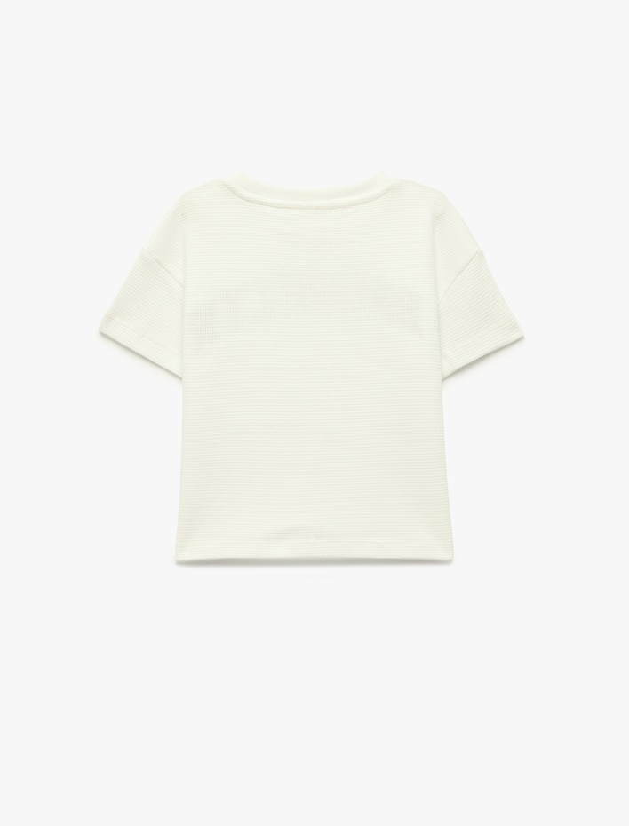 Erkek Bebek Pamuklu Kısa Kollu Bisiklet Yaka Nakışlı Oversize Tişört