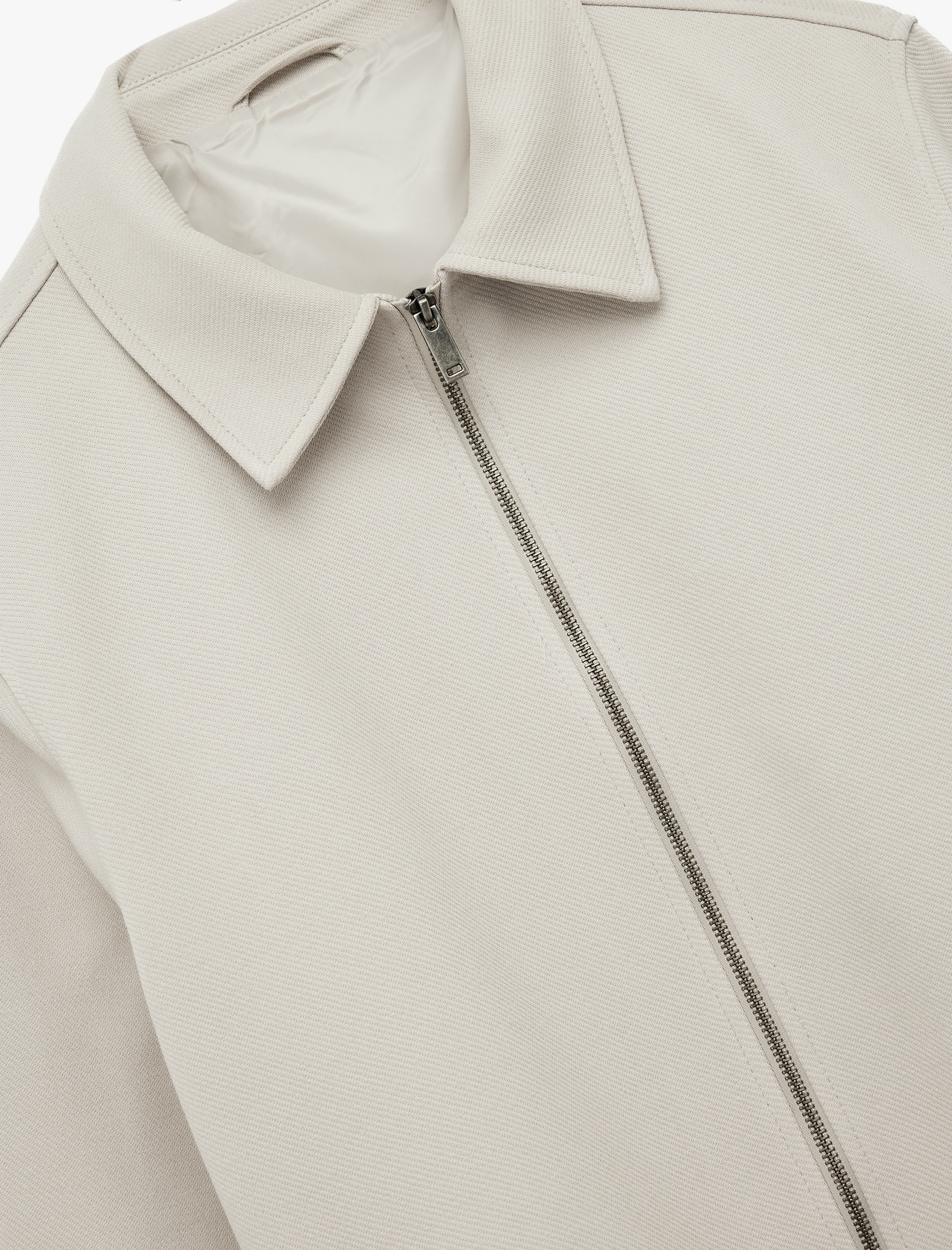   Slim Fit Cep Detaylı Uzun Kollu Fermuarlı Gömlek Yaka Mevsimlik Ceket