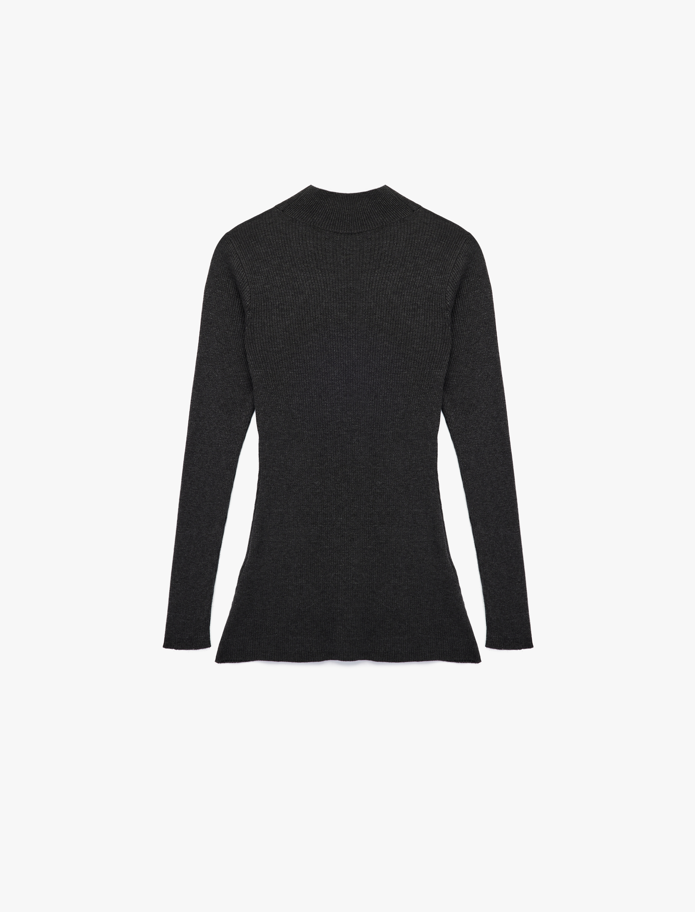   Peplum Kesim Uzun Kollu Dik Yaka Triko Kazak