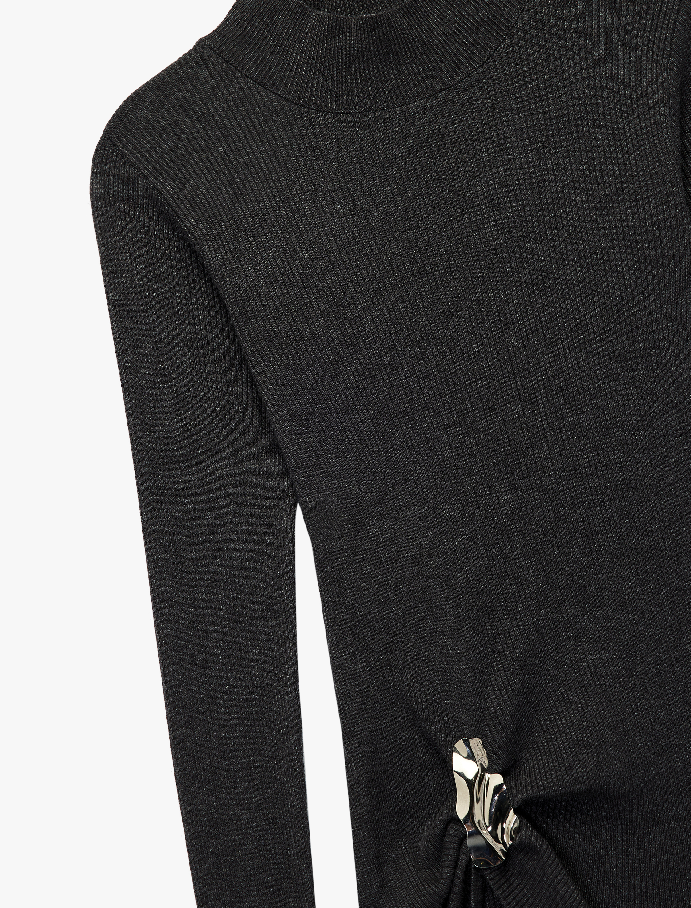   Peplum Kesim Uzun Kollu Dik Yaka Triko Kazak