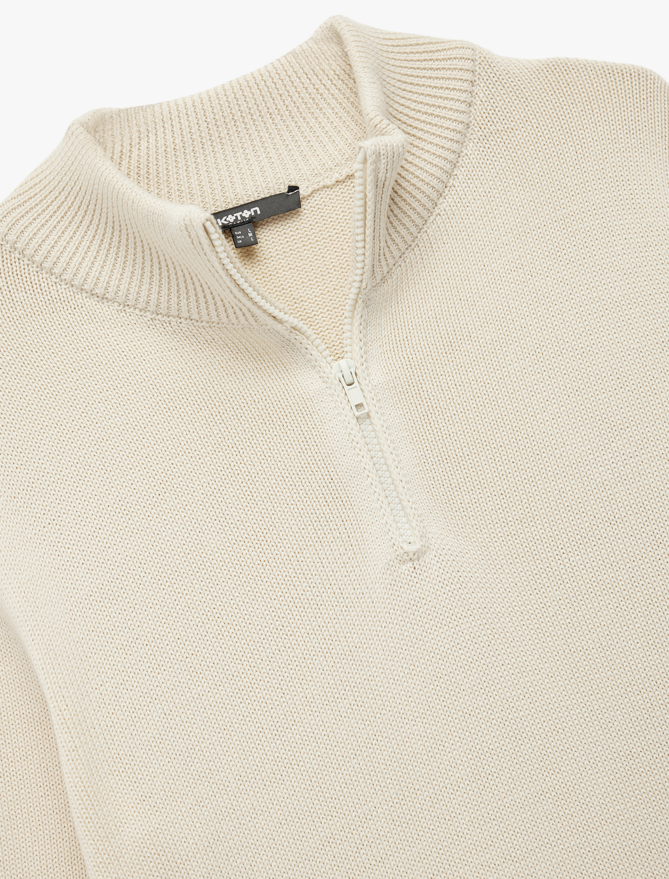   Pamuklu Uzun Kollu Yarım Fermuarlı Triko Kazak