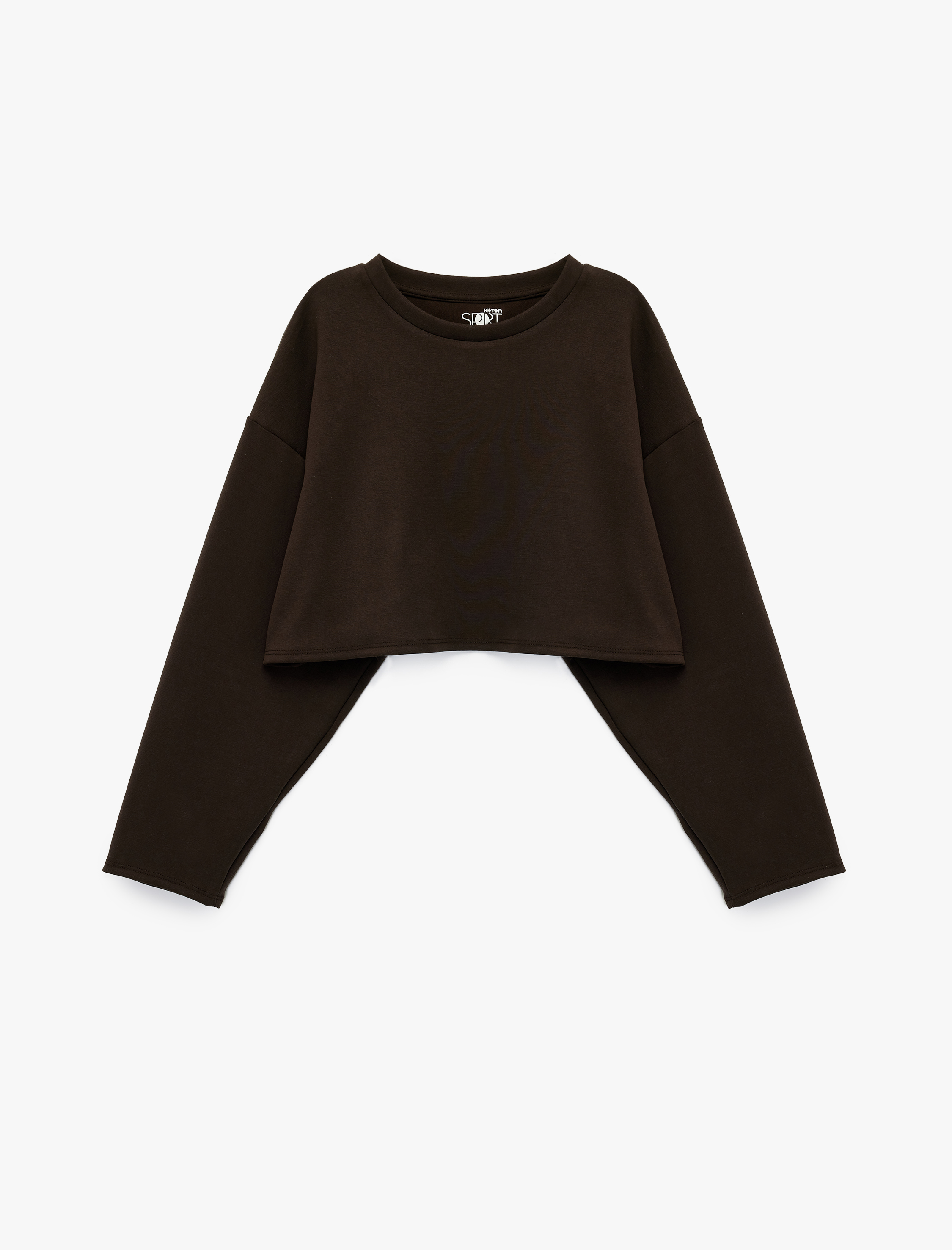   Uzun Kollu Bisiklet Yaka Oversize Spor Crop Sweatshirt