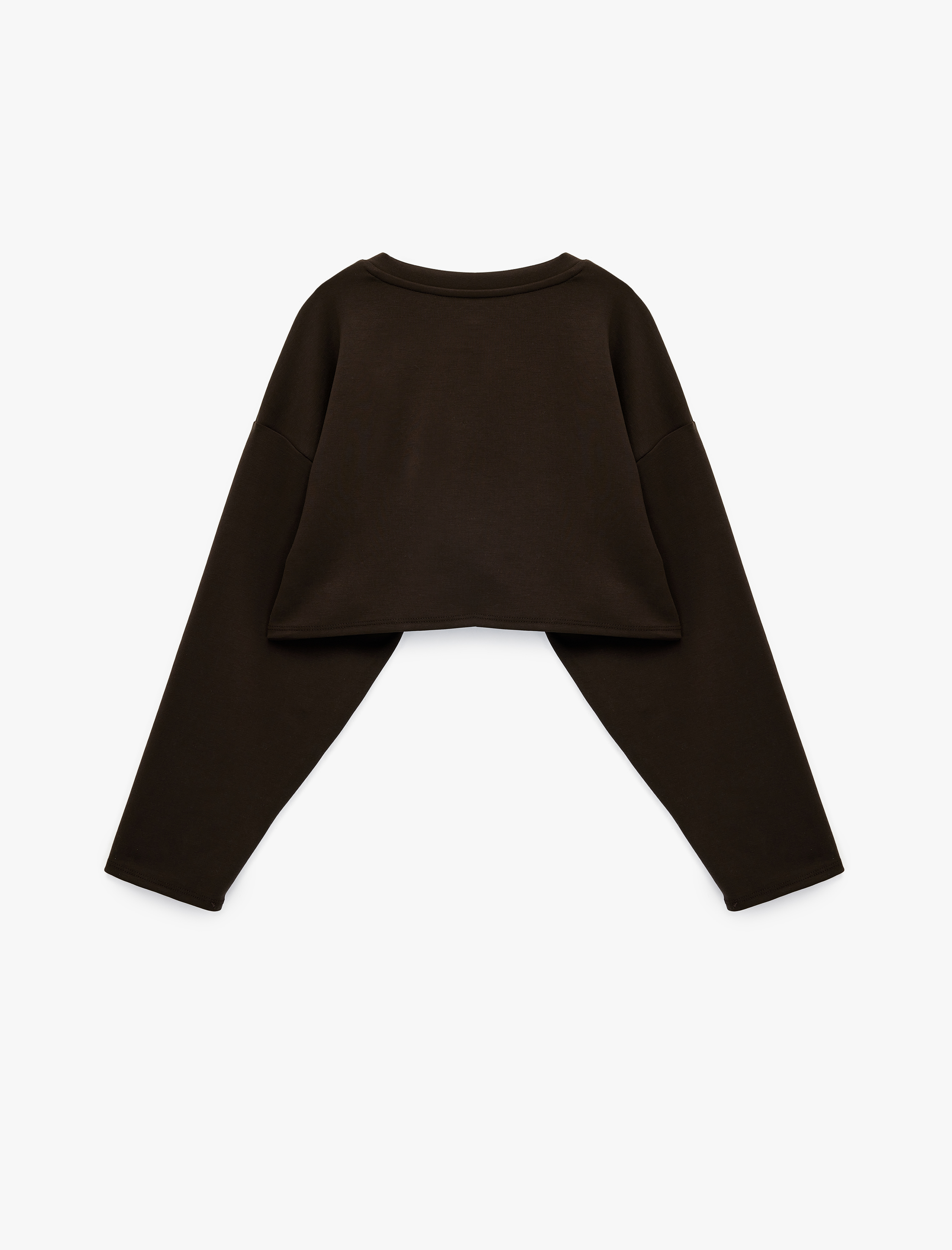   Uzun Kollu Bisiklet Yaka Oversize Spor Crop Sweatshirt