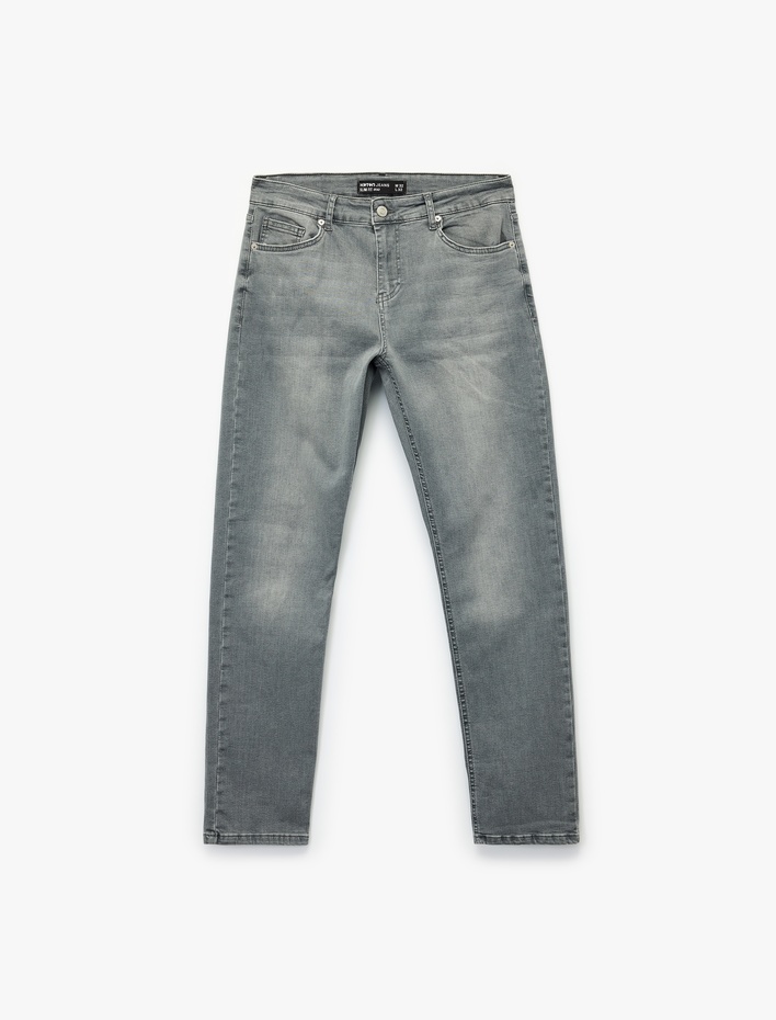  Pamuklu Normal Bel Düğmeli Slim Fit Jean Pantolon - Brad Jean