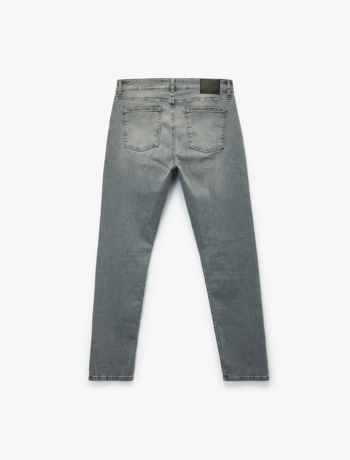  Pamuklu Normal Bel Düğmeli Slim Fit Jean Pantolon - Brad Jean