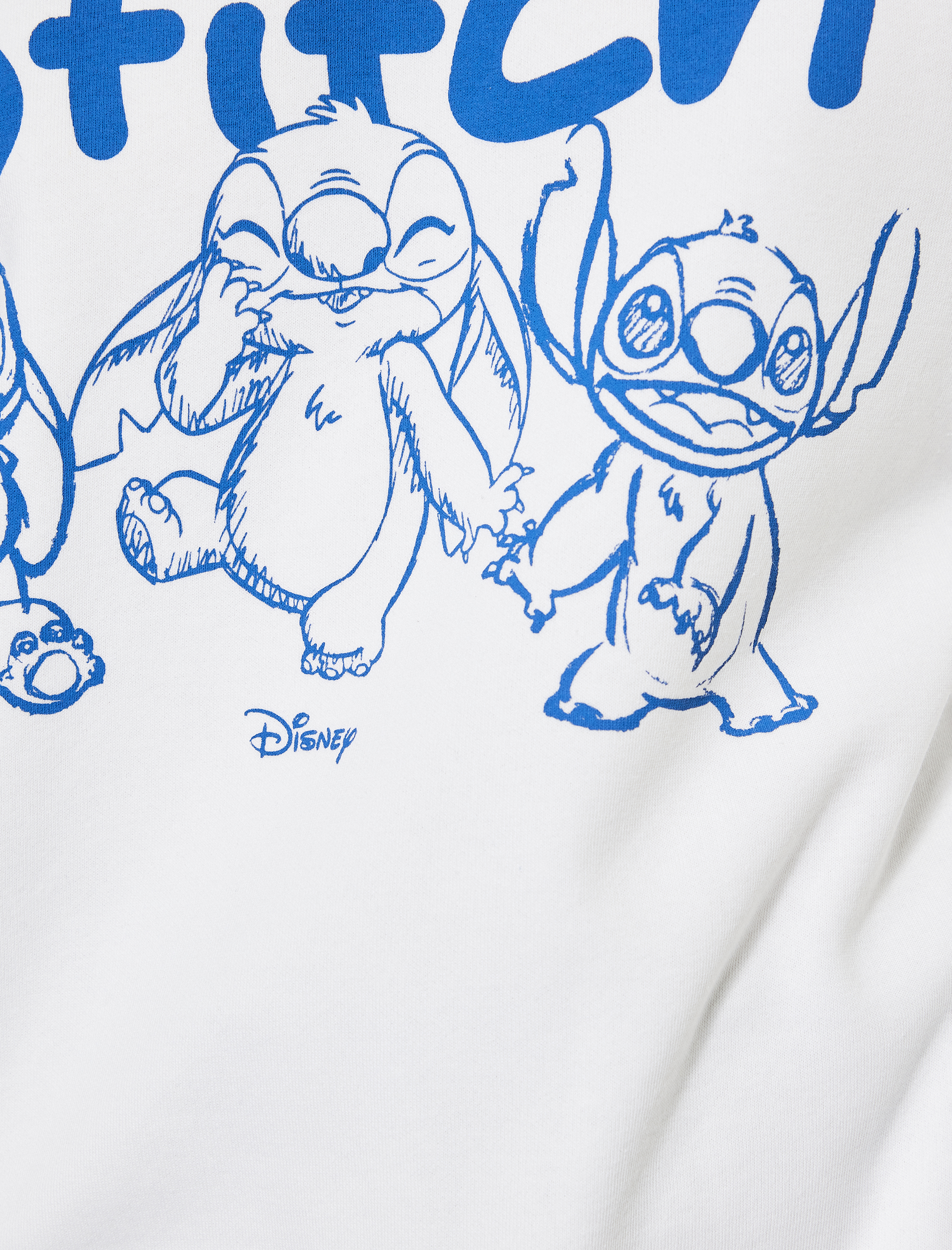   Şardonlu Stitch Lisanslı Bisiklet Yaka Baskılı Oversize Sweatshirt