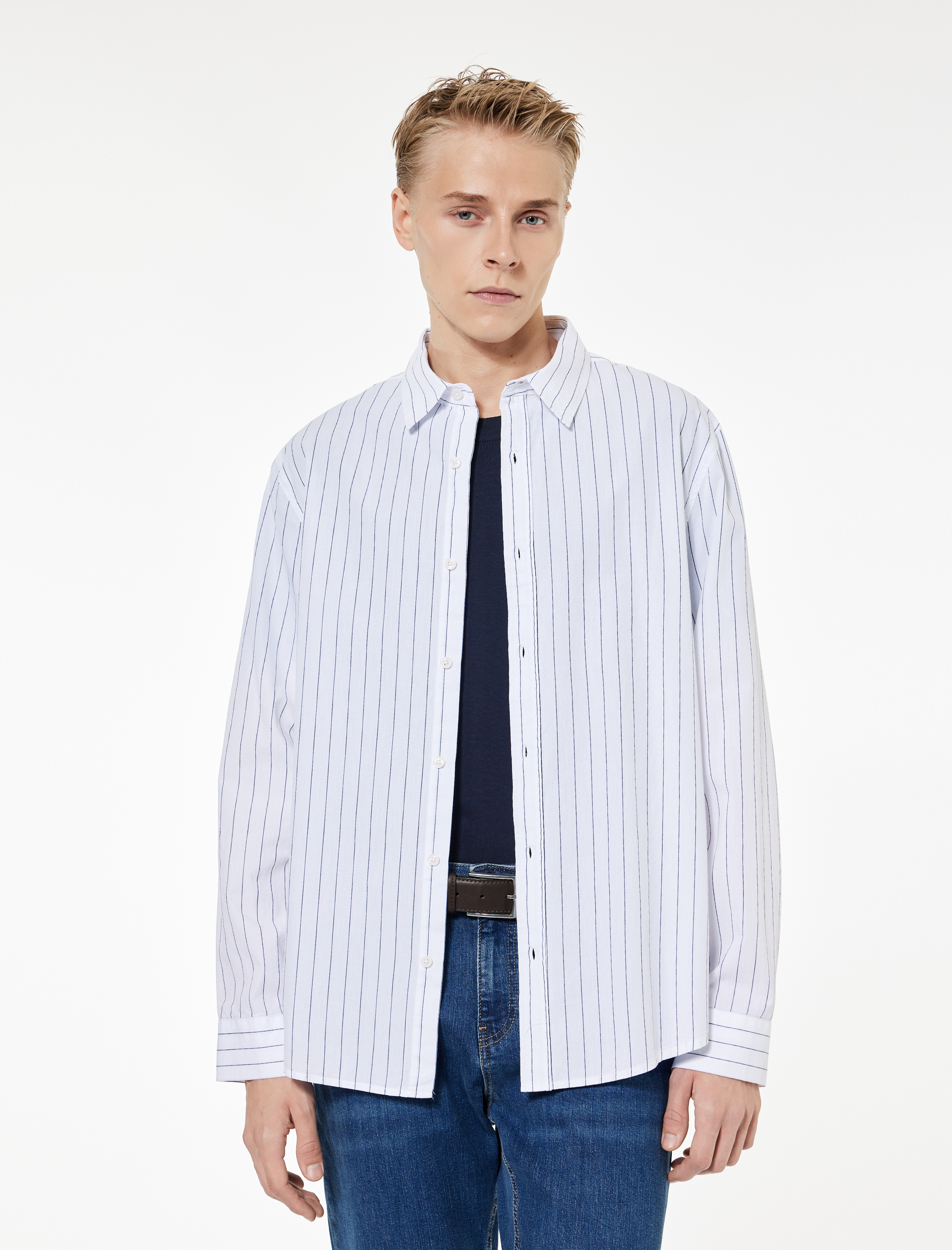   Regular Fit Uzun Kollu Düğmeli Klasik Yaka Pamuklu Gömlek