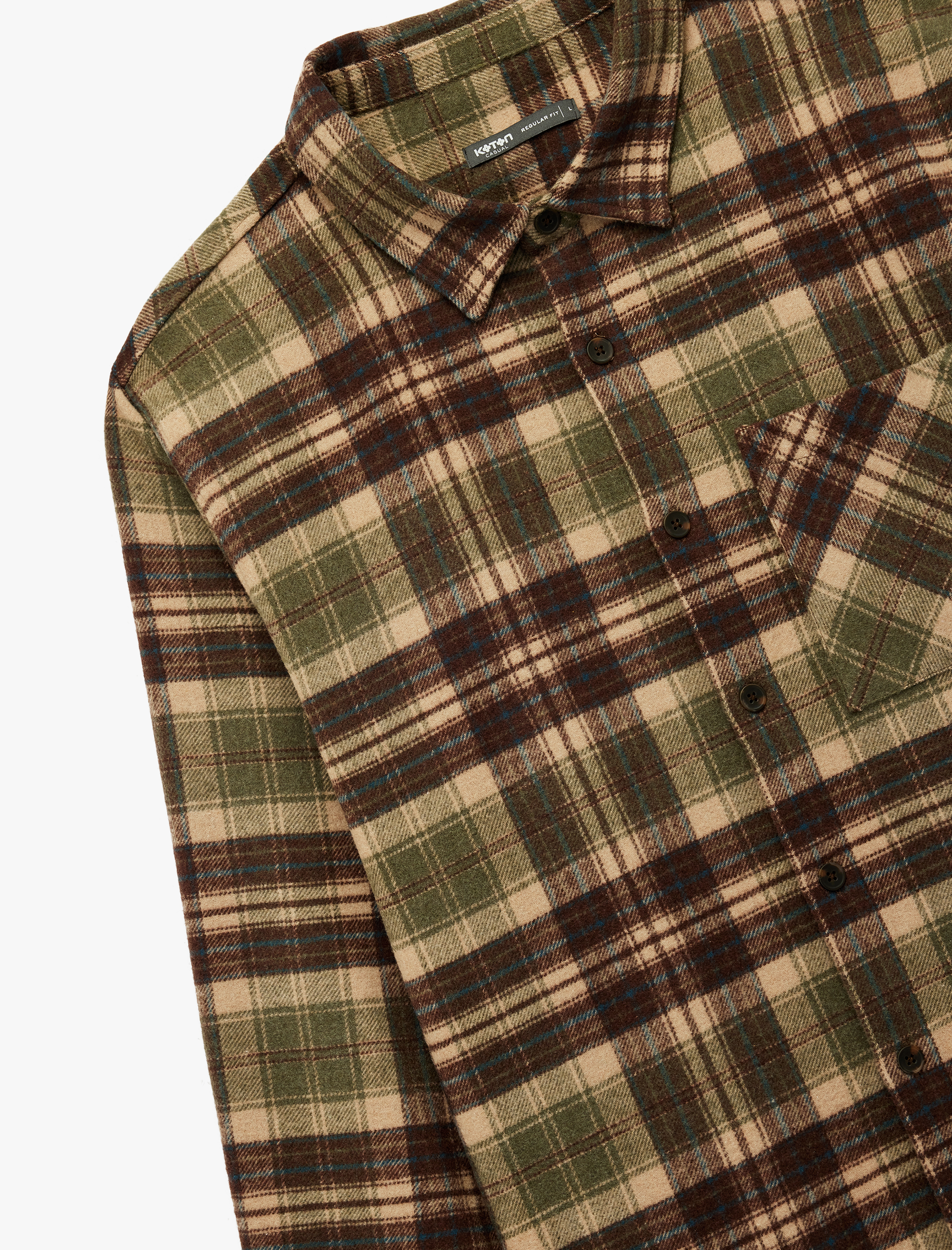   Regular Fit Uzun Kollu Cep Detaylı Klasik Yaka Oduncu Gömleği