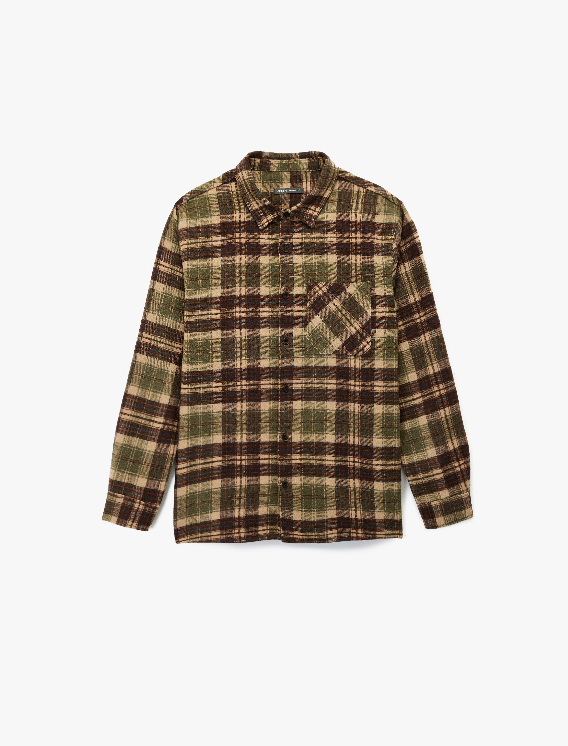   Regular Fit Uzun Kollu Cep Detaylı Klasik Yaka Oduncu Gömleği