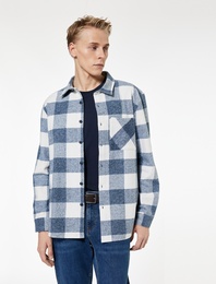 Regular Fit Düğmeli Klasik Yaka Uzun Kollu Kareli Gömlek